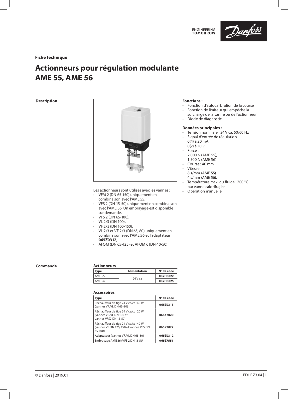 Danfoss AME 55, AME 56 Data sheet