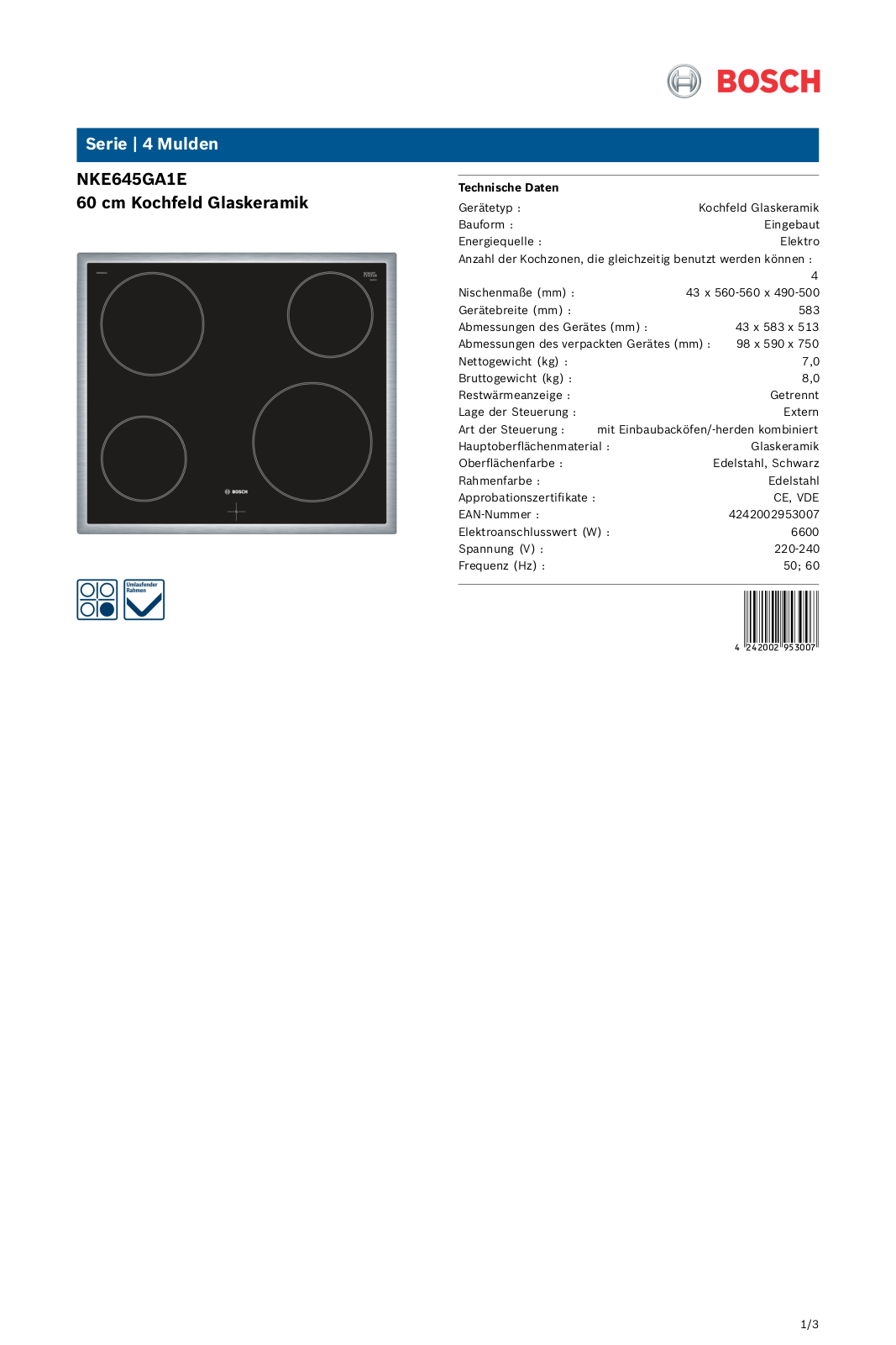 Bosch NKE645GA1E User Manual