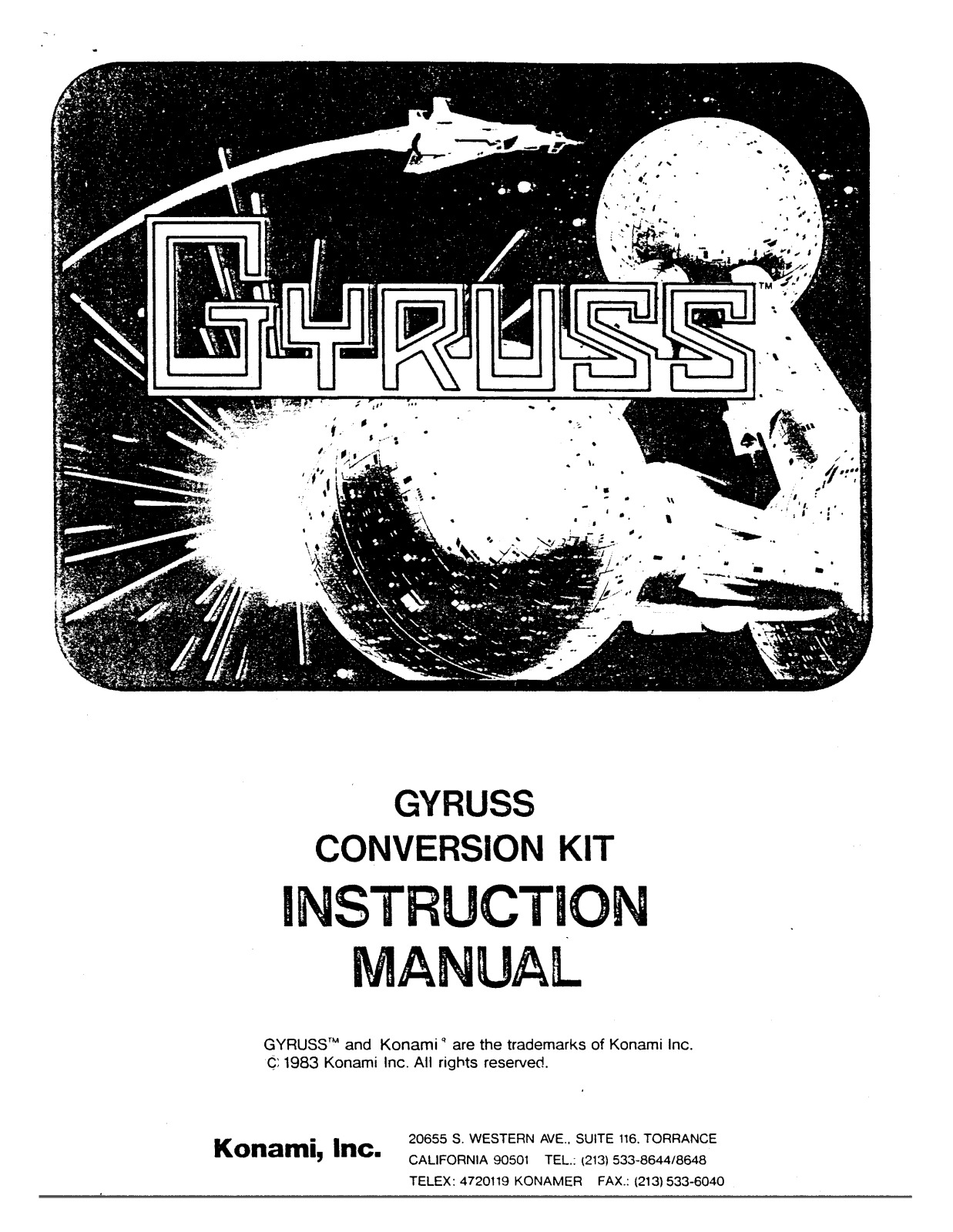 Konami Gyrus Conv Kit User Guide