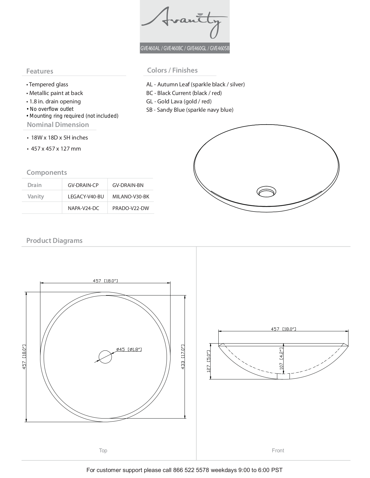 Avanity AVN1145 Specifications & Dimensions - ManualMachine.com