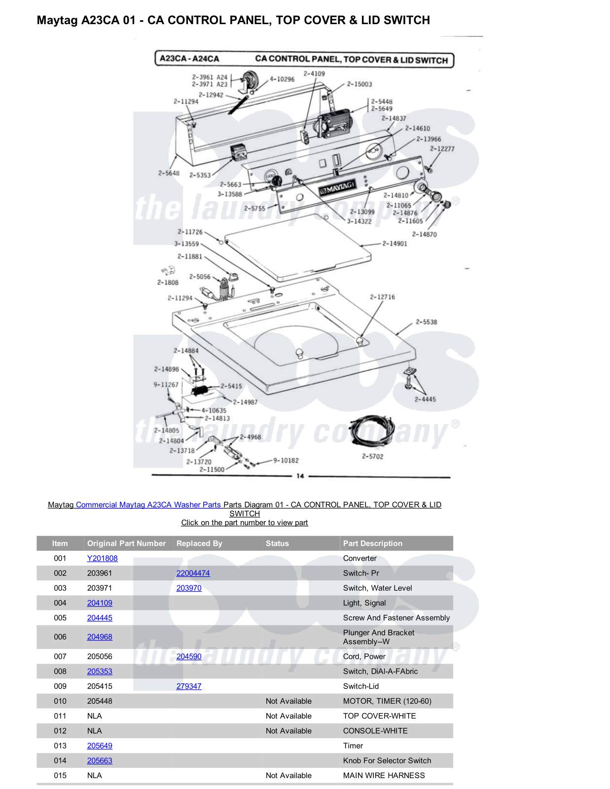 Maytag A23CA Parts Diagram