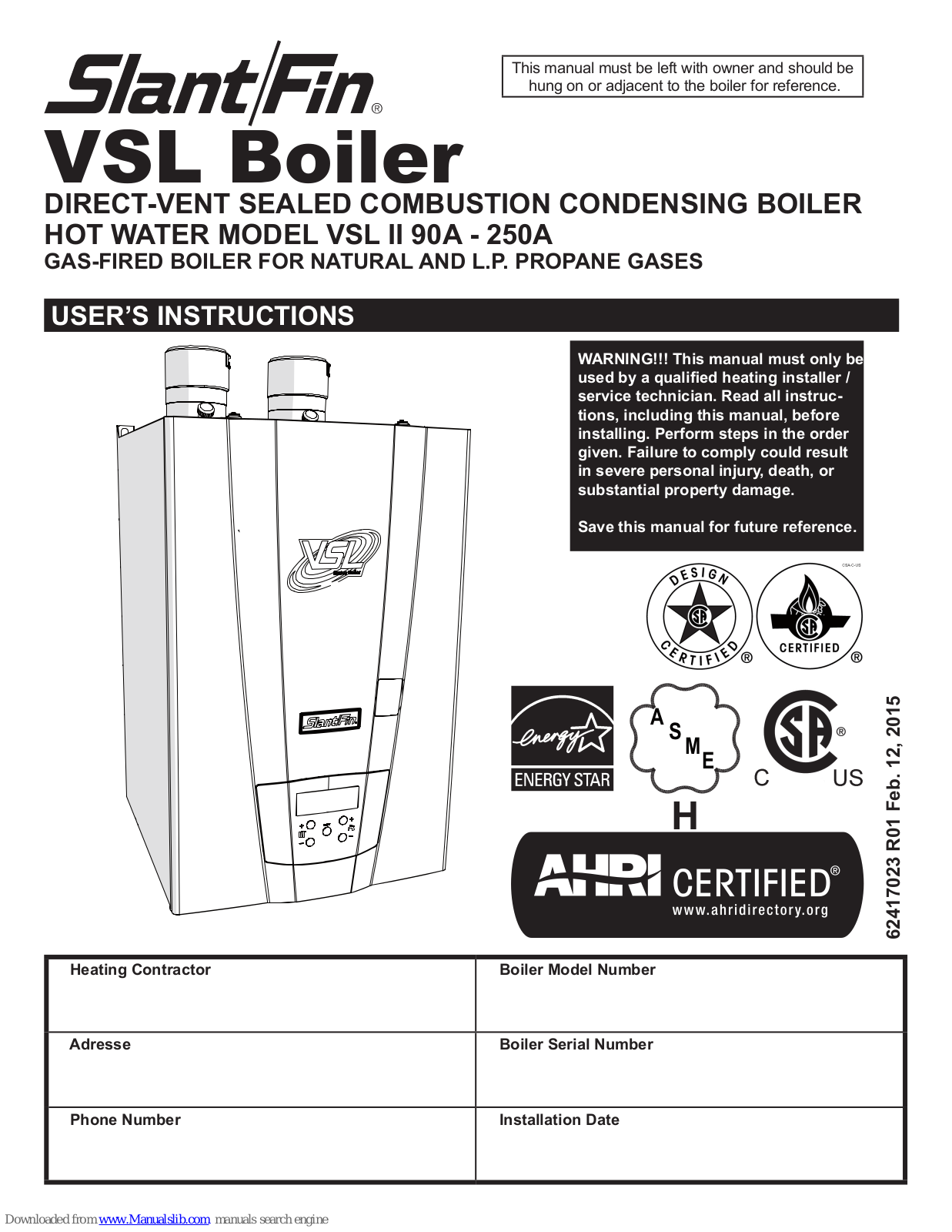 Slant/Fin VSL II User Instructions - ManualMachine.com