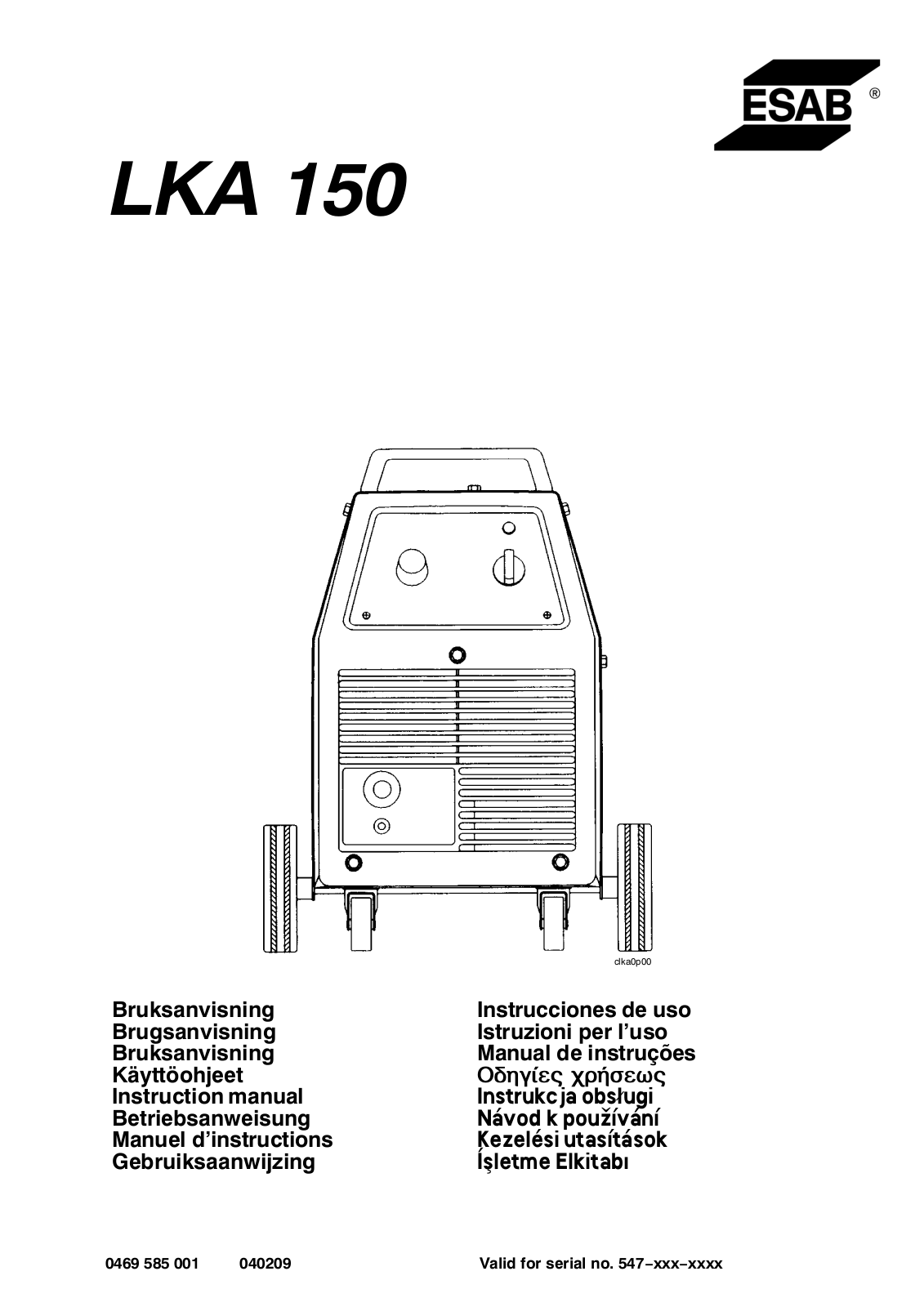 ESAB LKA 150 Instruction manual