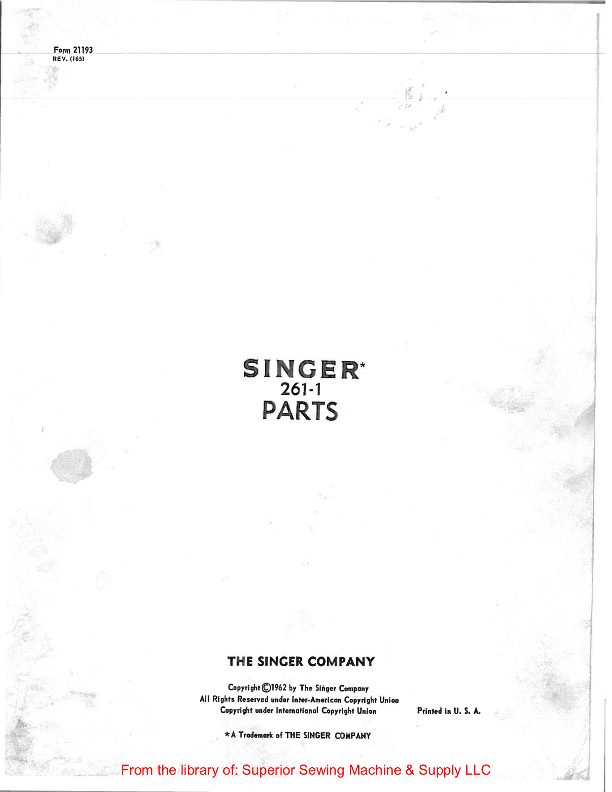 Singer 261-1, 26-3 User Manual - ManualMachine.com