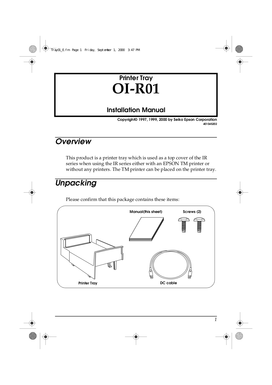 Epson OI-R01 Installation Manual