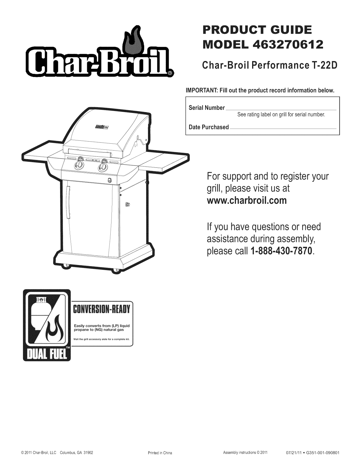 Char-Broil 463270612 Owner’s Manual