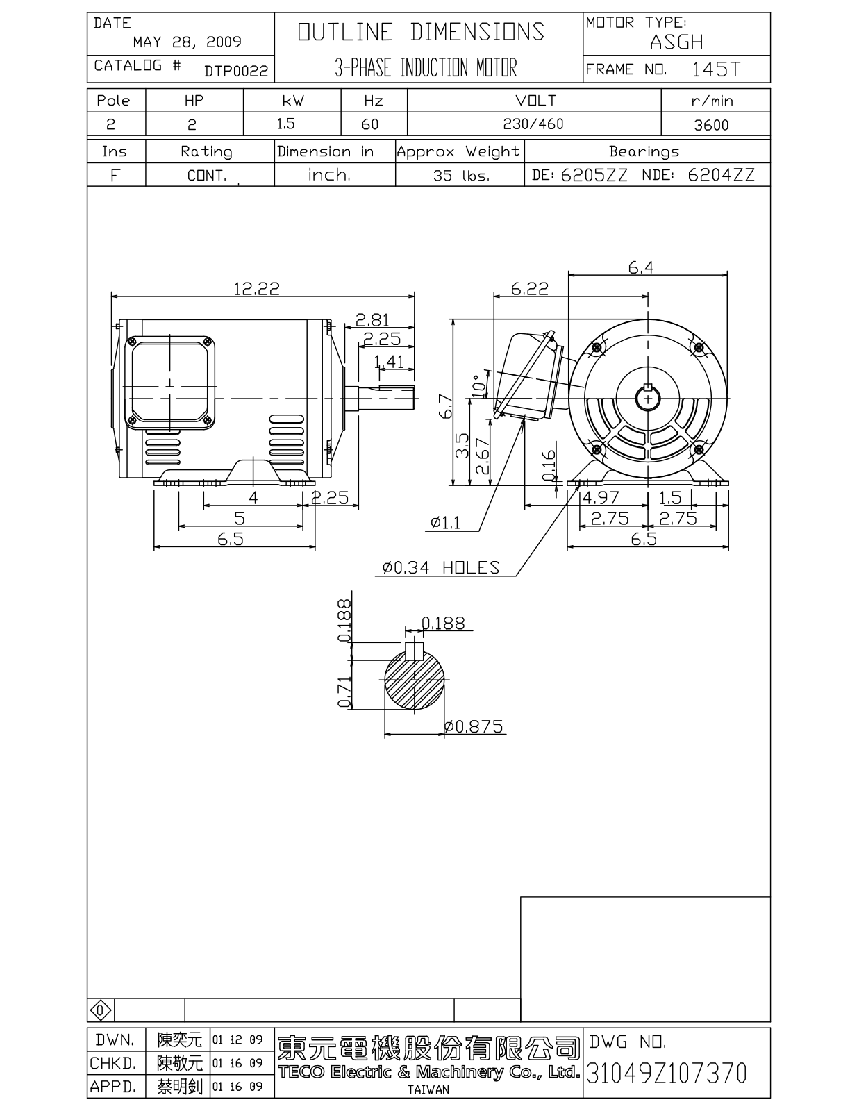 Datasheet DTP0022 Reference Drawing (Teco) - ManualMachine.com