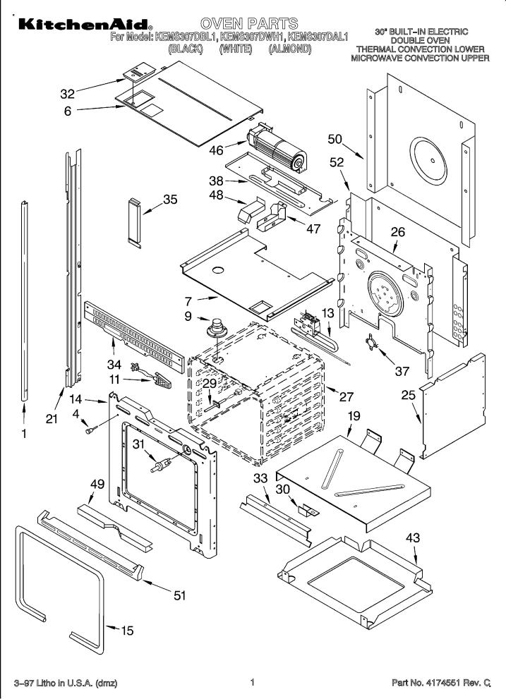 KitchenAid KEMS307DWH1 Parts List