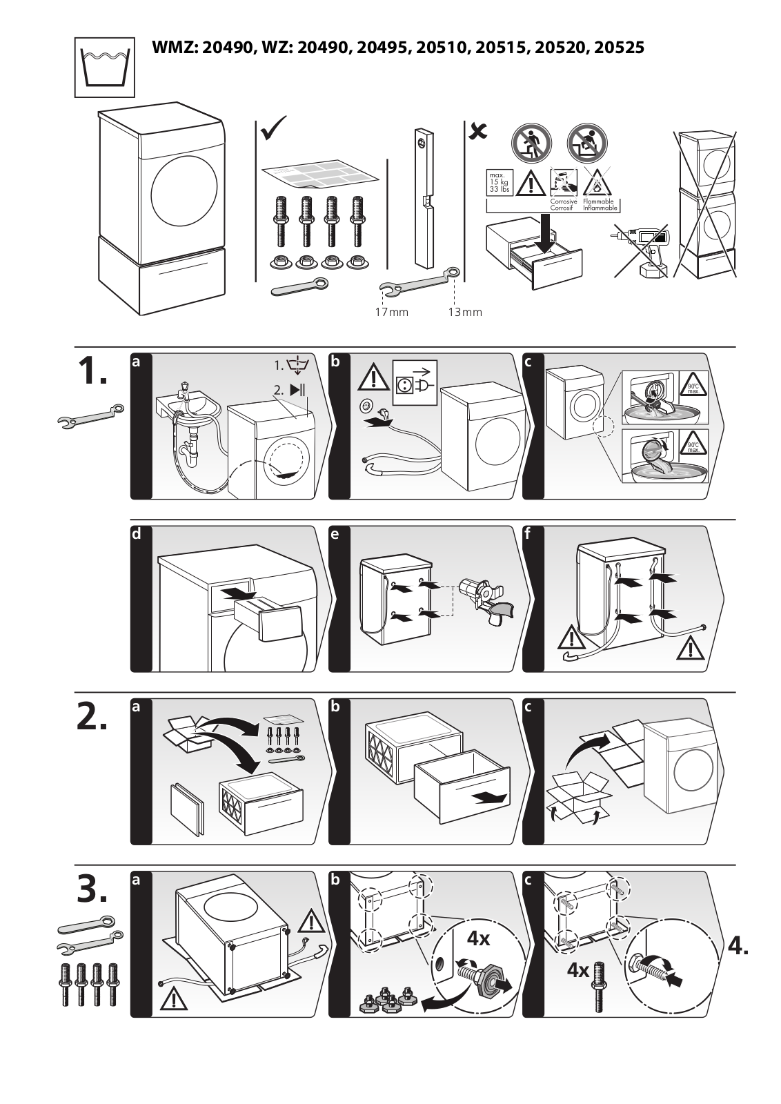 Bosch WMZ20490, WZ20490, WZ20495, WZ20510, WZ20515 INSTALLATION INSTRUCTIONS AND OPERATION MANUAL