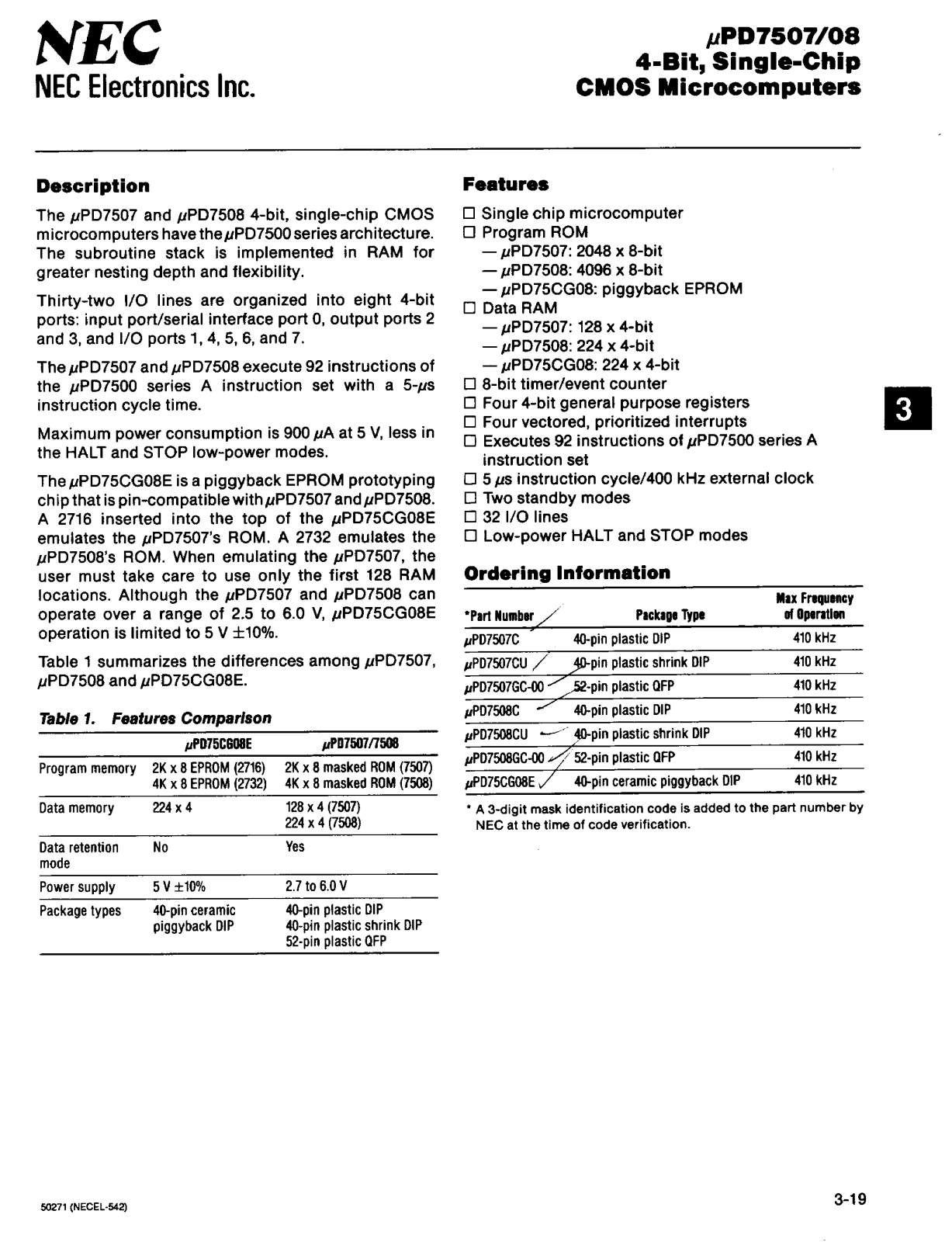 NEC uPD75CG08E, uPD7508GC-00, uPD7508CU, uPD7508C, uPD7507CU Datasheet