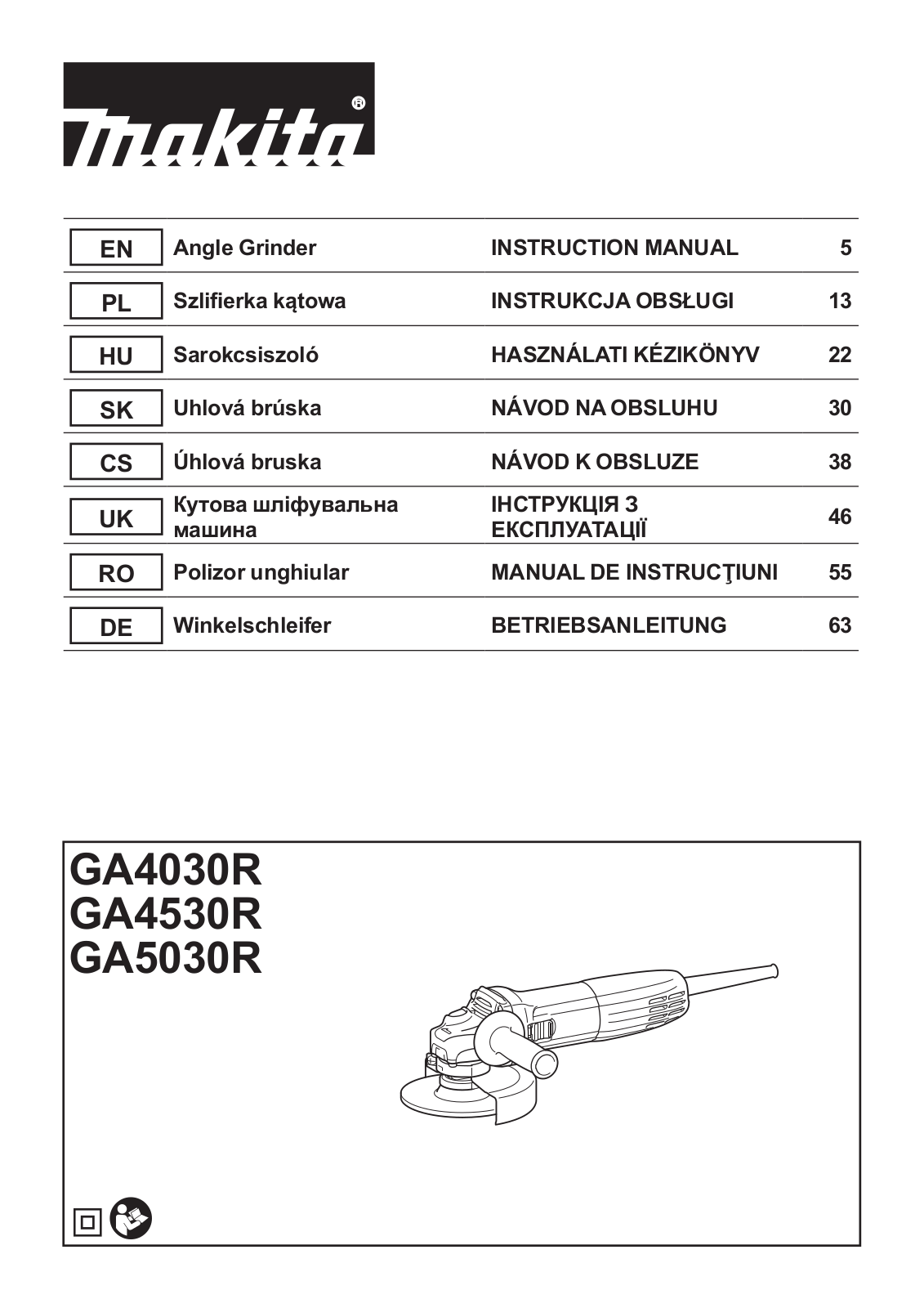 Makita GA4530R, GA5030R User Manual