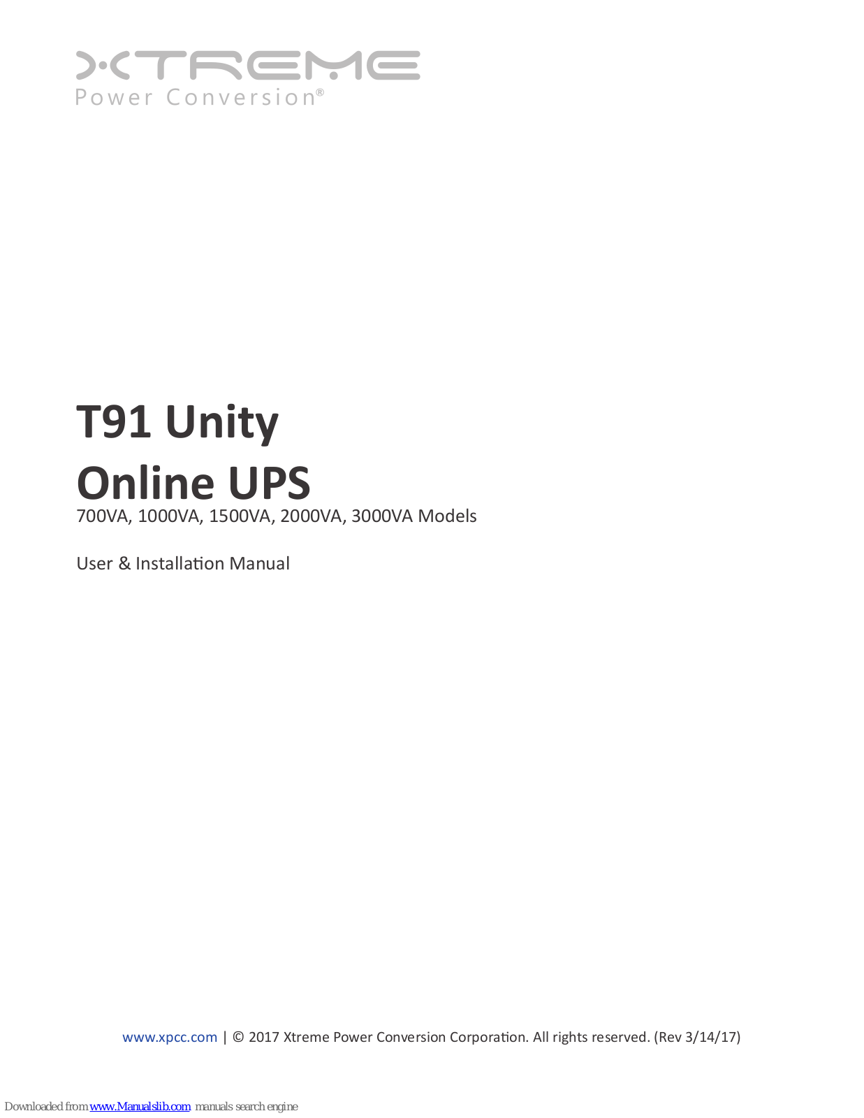 Xtreme Power Conversion T91 Unity User & Installation Manual - ManualMachine.com