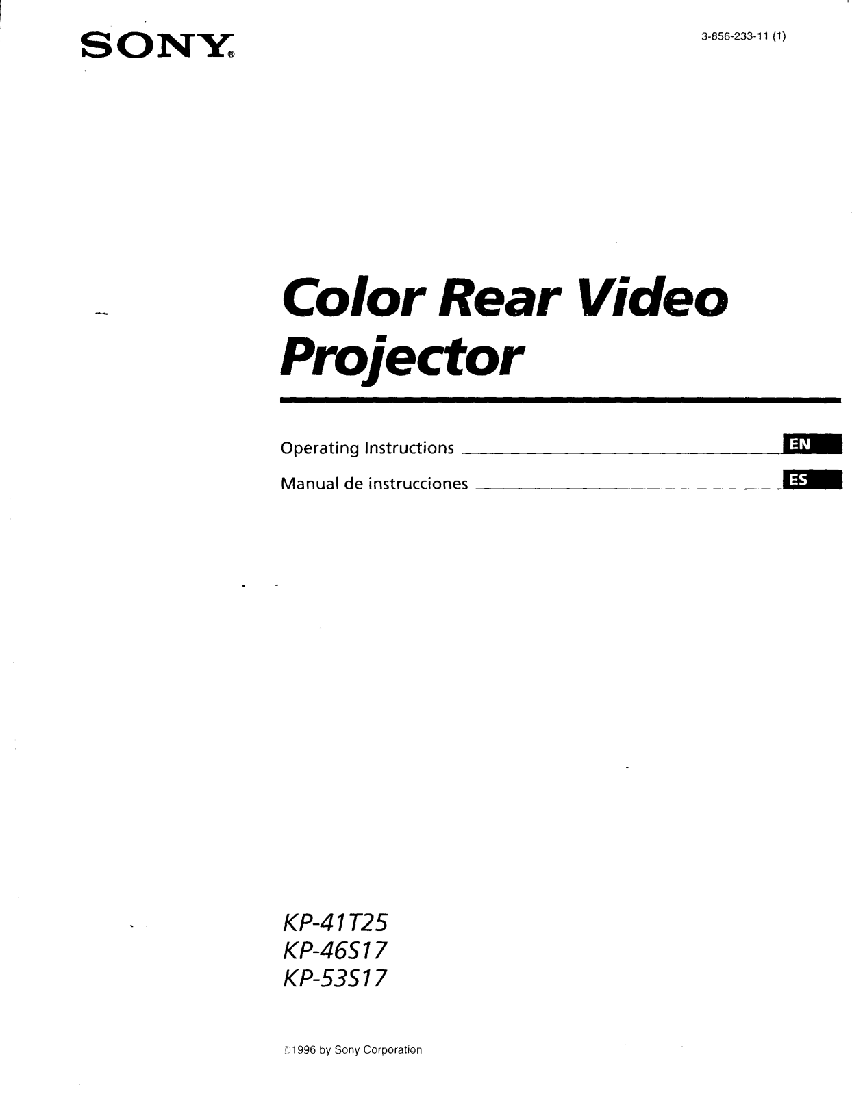 Sony kp-41t25, kp-46s17, kp-53s17 Operating Manual