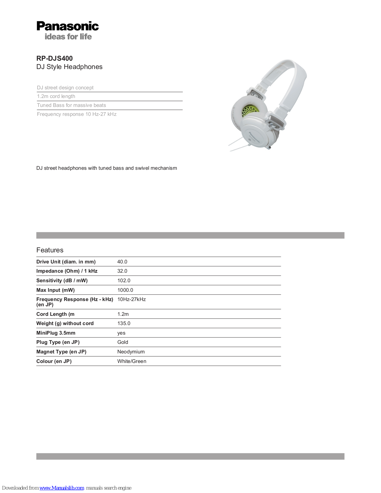 PANASONIC RP DJS400 User Manual