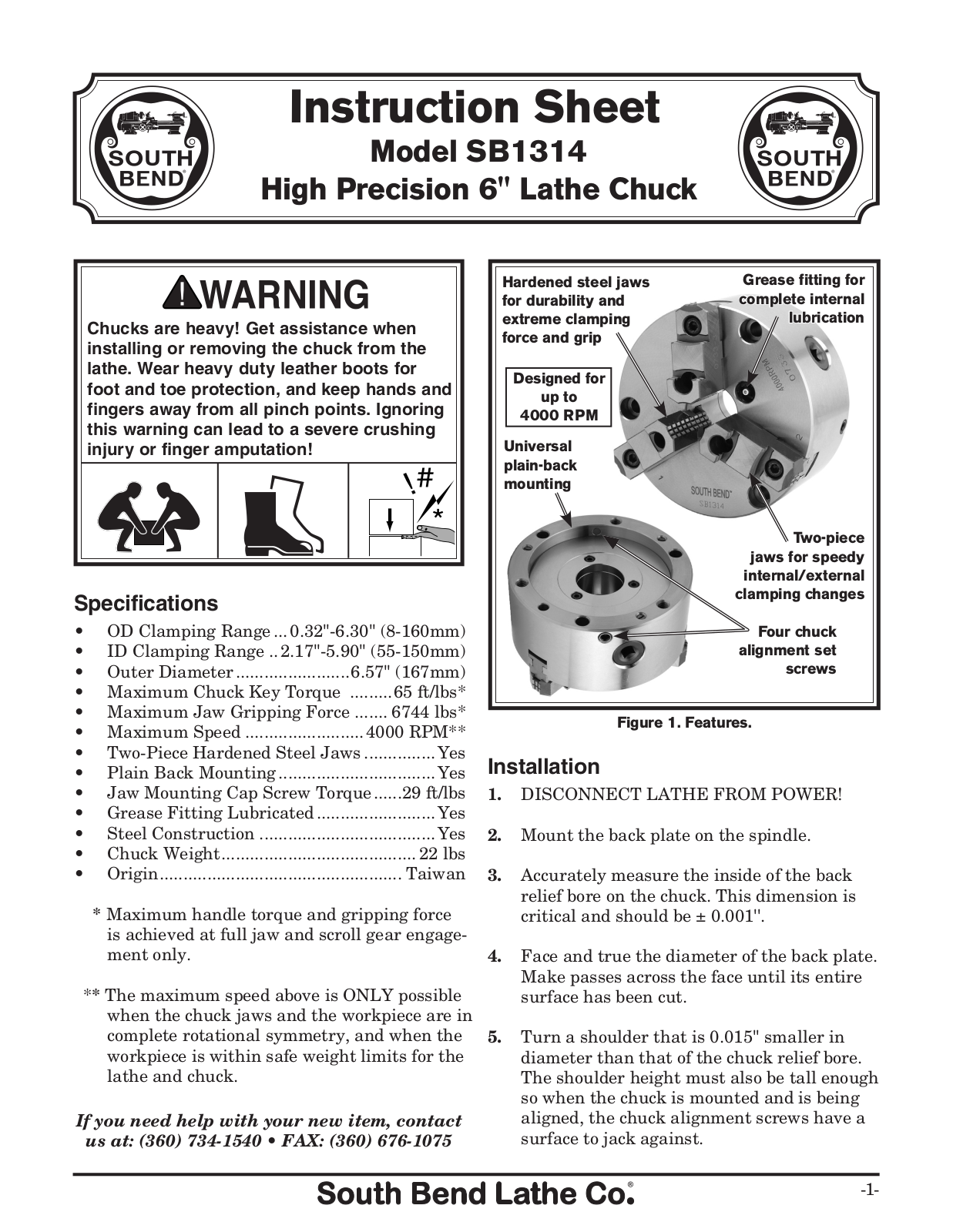 Southbend SB1314 User Manual