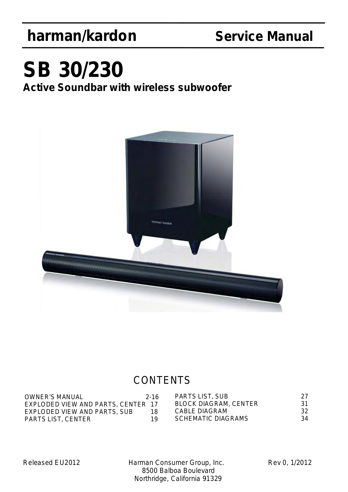 Harman Kardon SB30 Service Manual