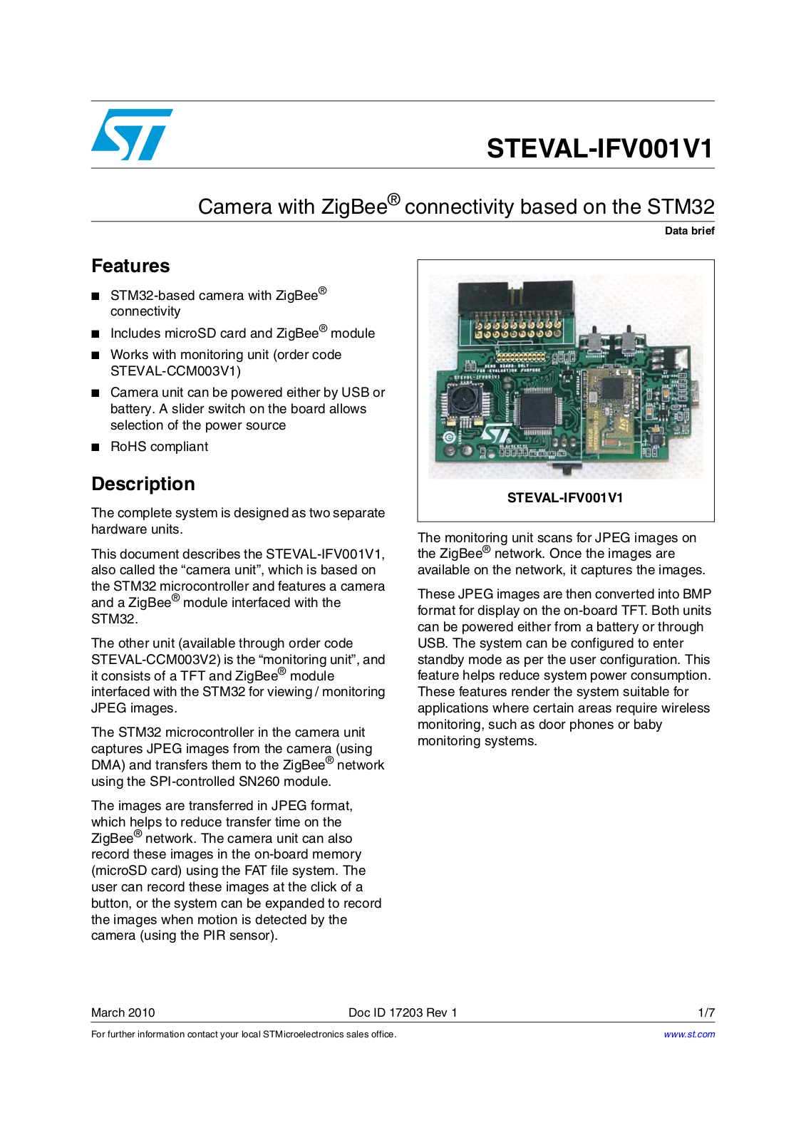 ST IFV001V1 User Manual