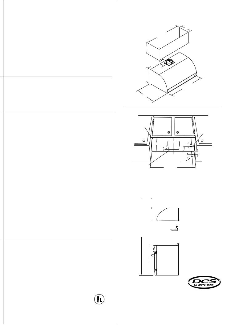 DCS VS30, VS36, VS1236, VS48 PRODUCT SPECIFICATIONS