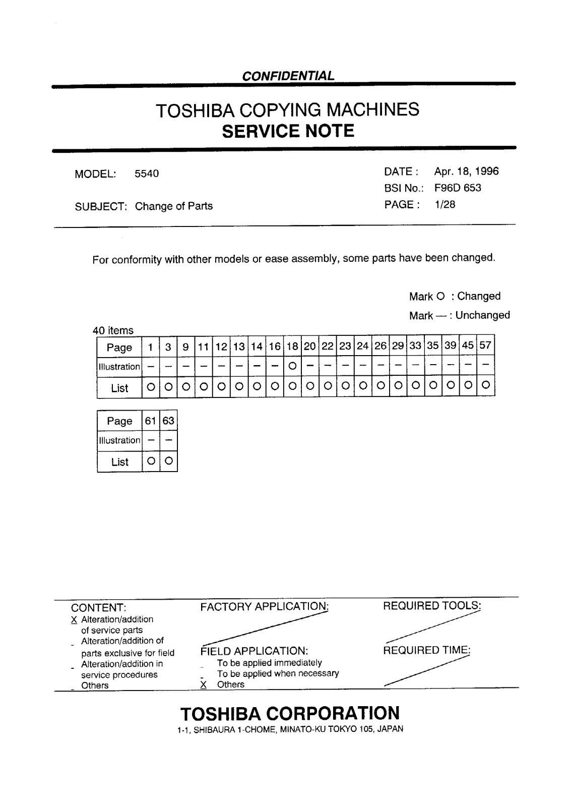 Toshiba f96d653 Service Note