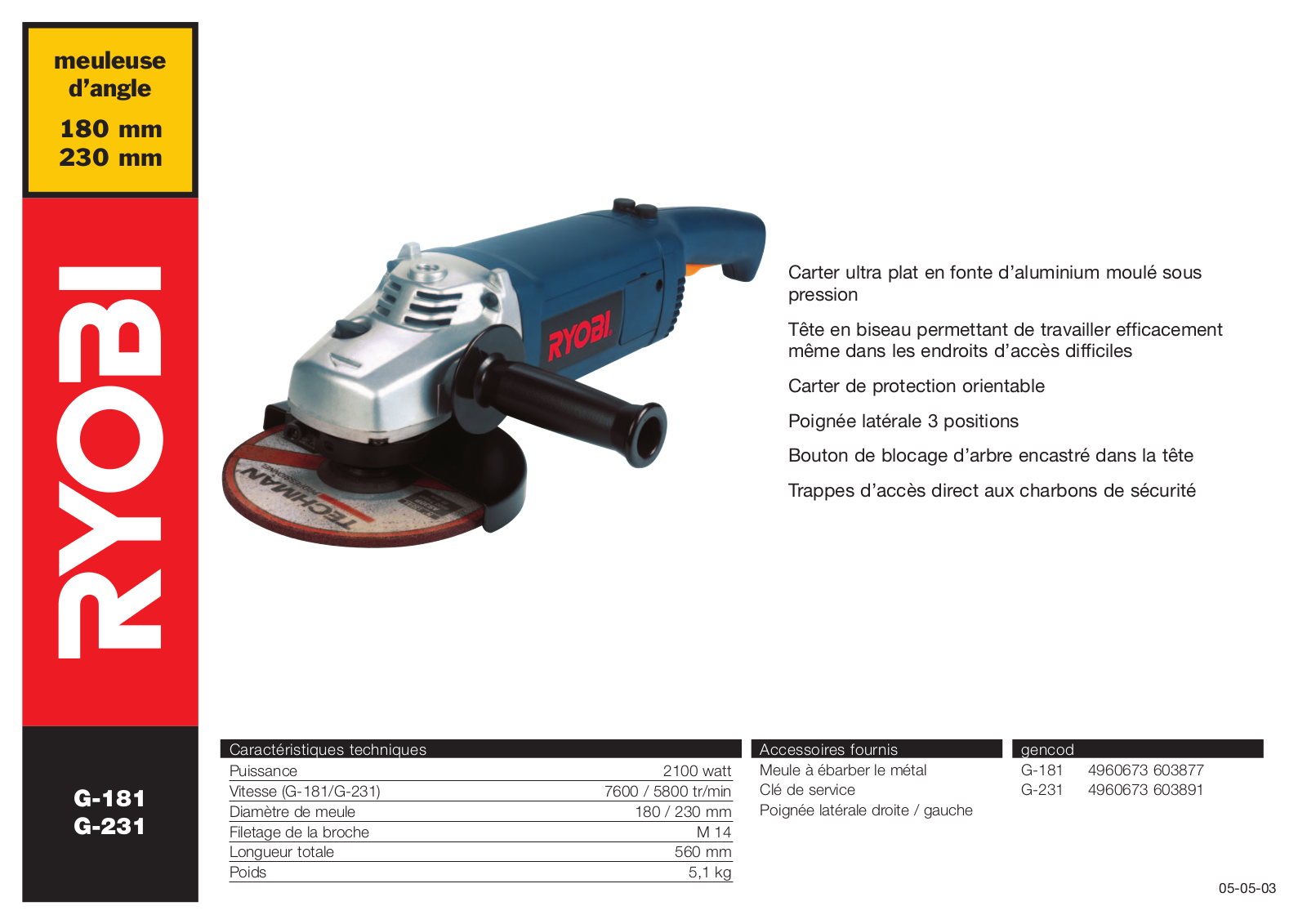 RYOBI G-231 User Manual