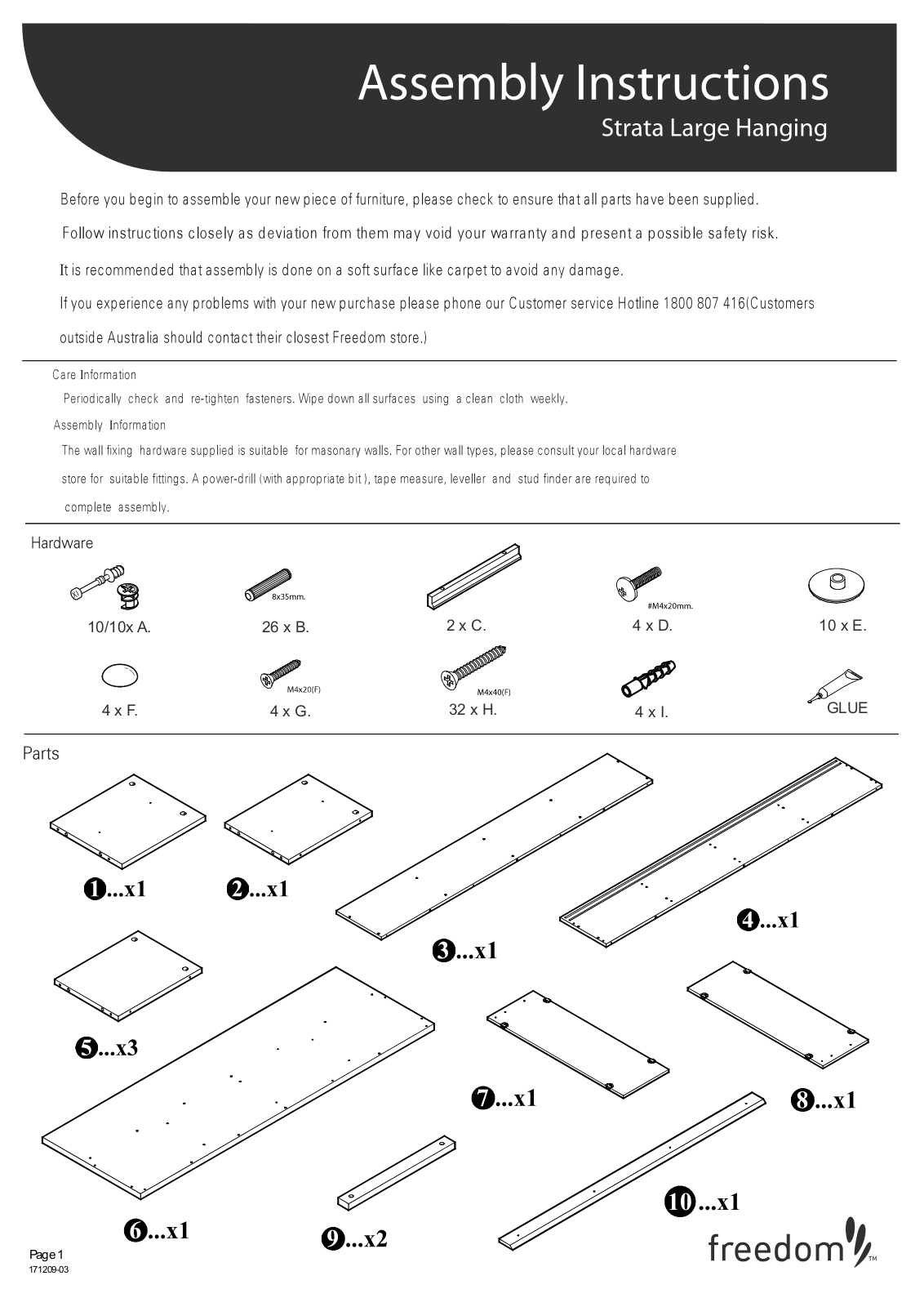 Freedom Strata Large Hanging Assembly Instruction