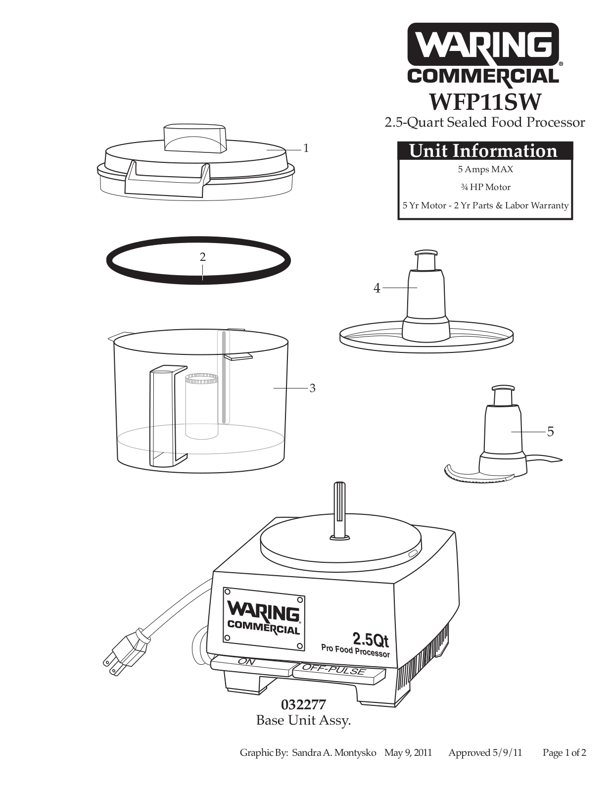 Waring WFP11SW Part List