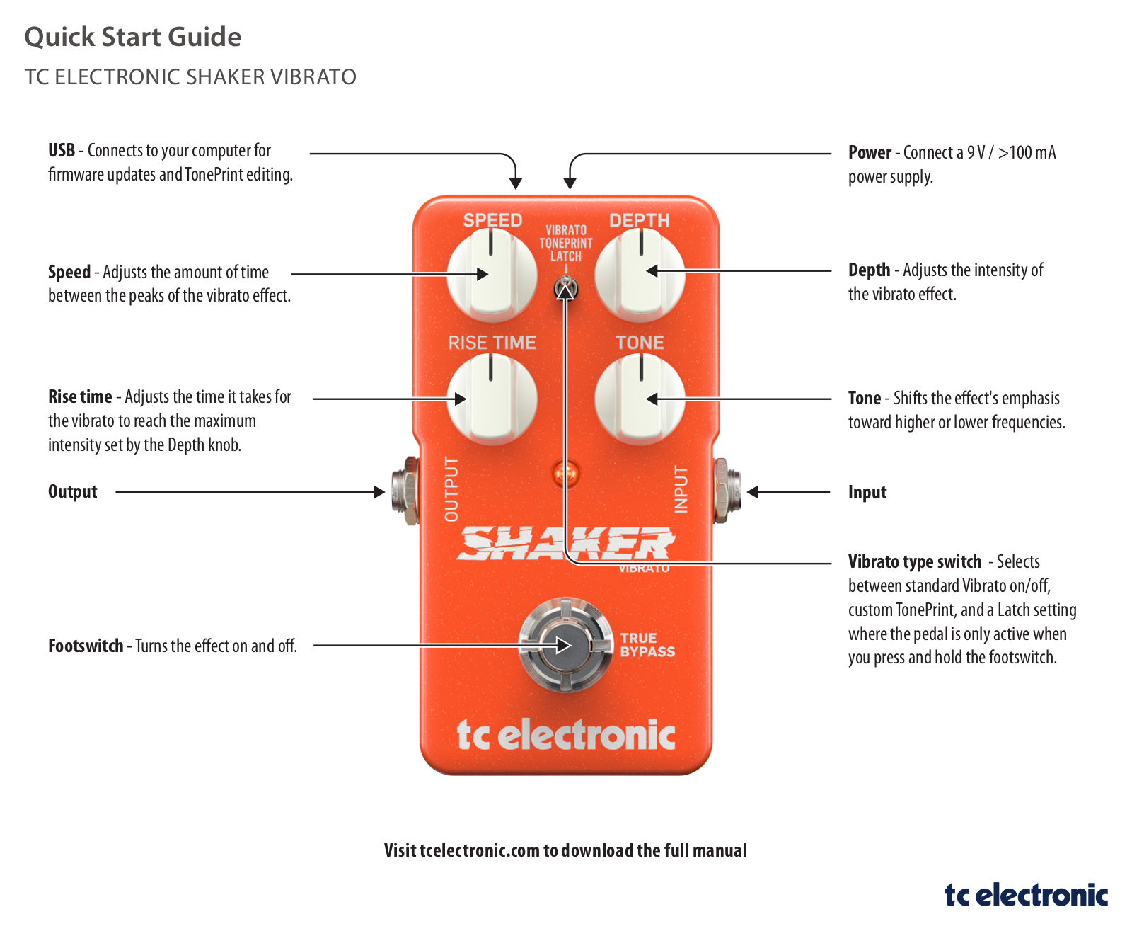 SHAKER VIBRATO TC ELECTRONIC Quick Start Guide