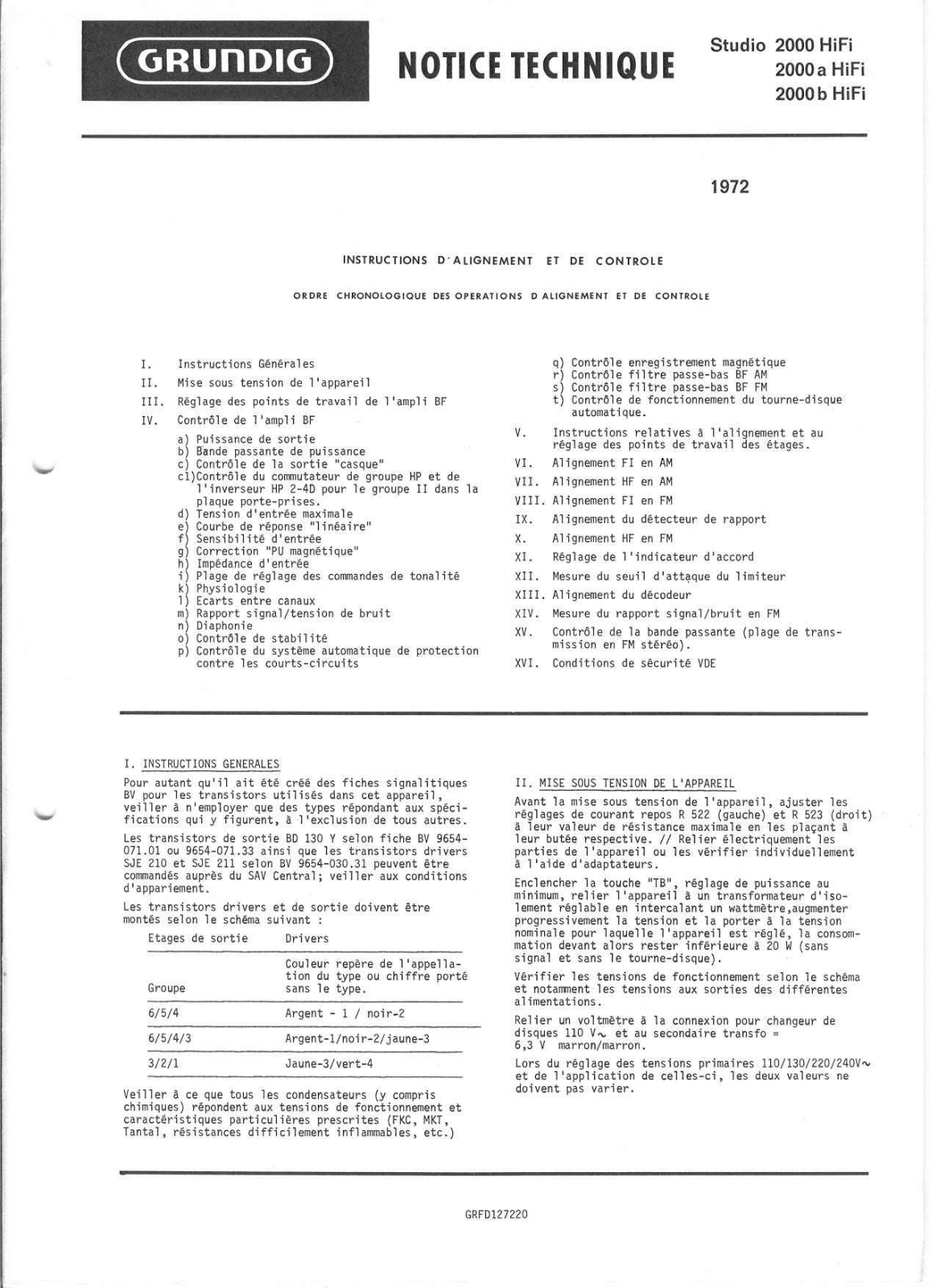 Grundig 2000-B, 2000, 2000-A Service Manual