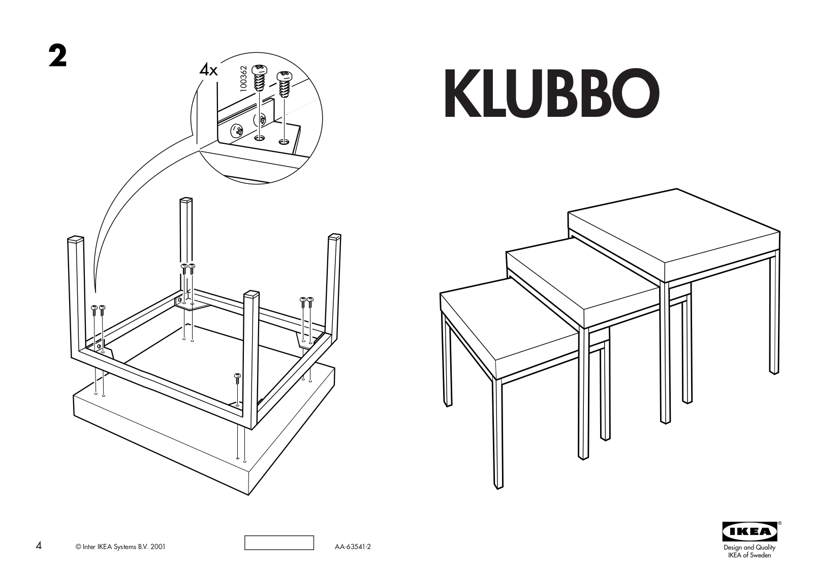 IKEA KLUBBO NESTING TABLES SET-3 Assembly Instruction