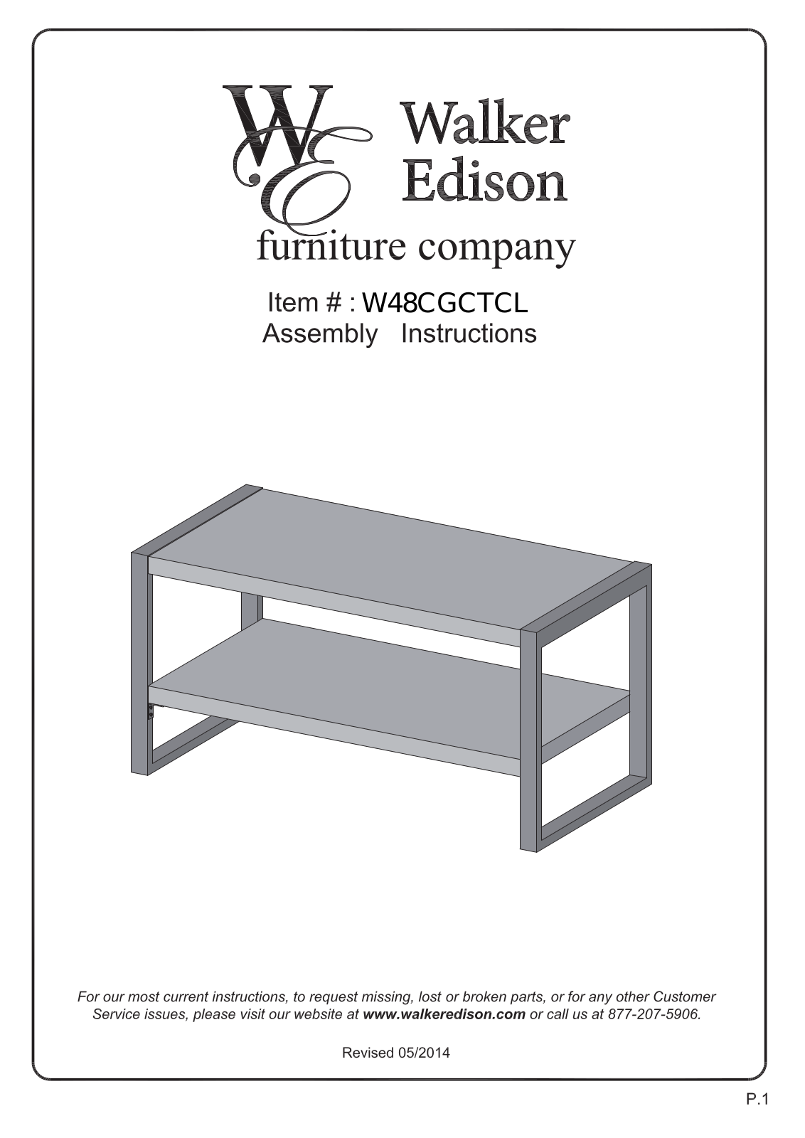 Walker Edison W48CGCTCL Assembly Guide