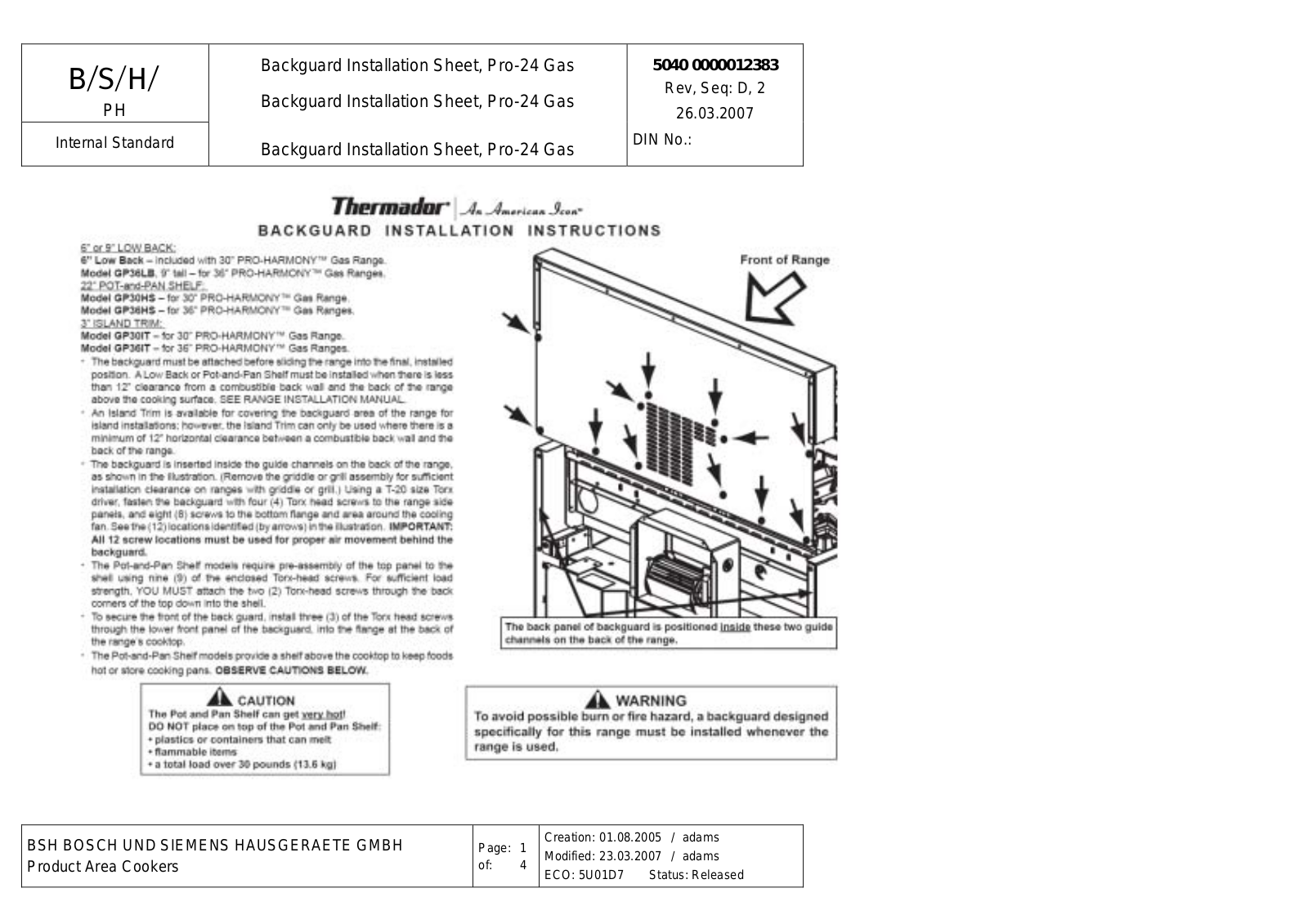 Thermador Pro P24 User Manual