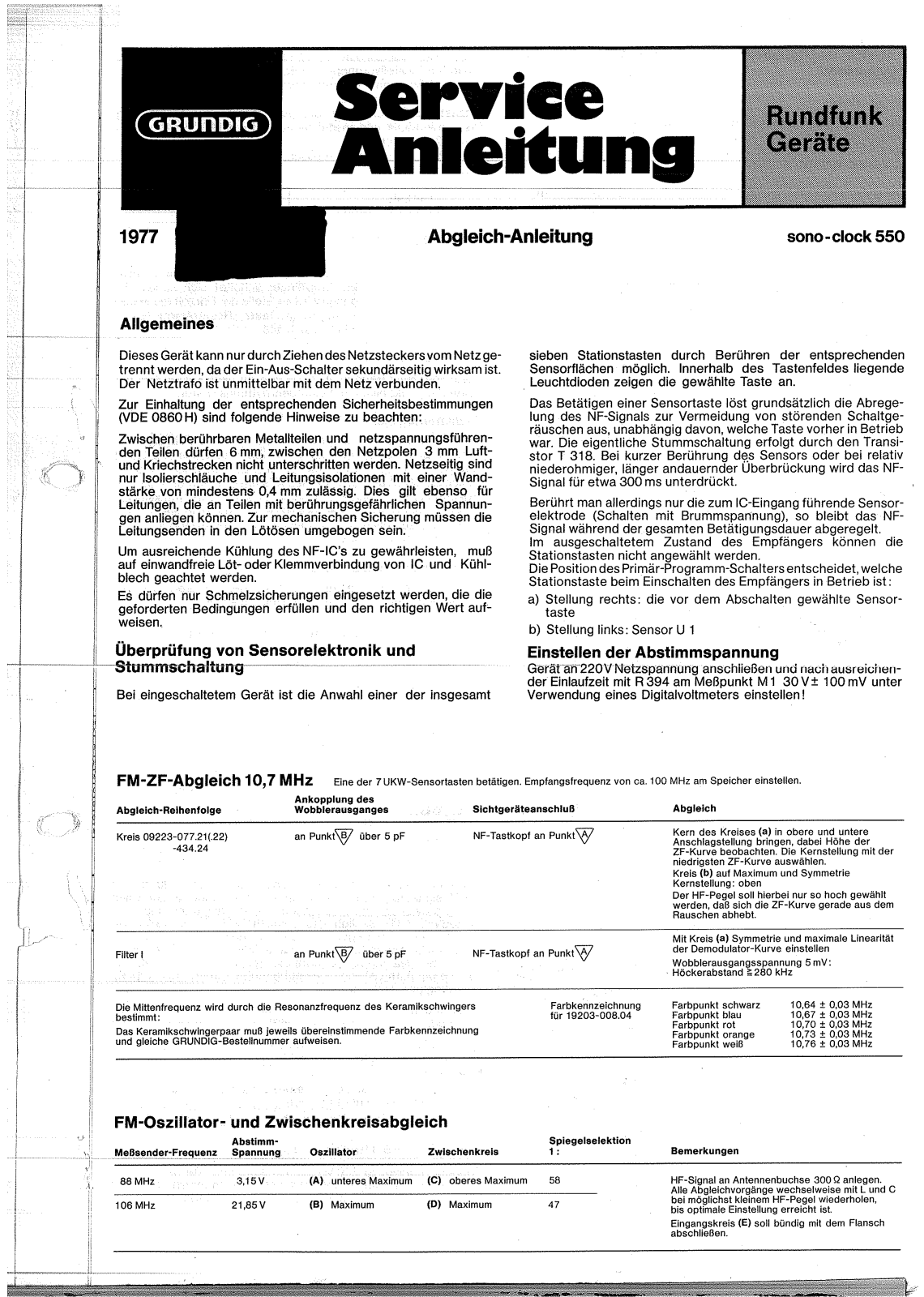 Grundig Sonoclock-550 Service Manual