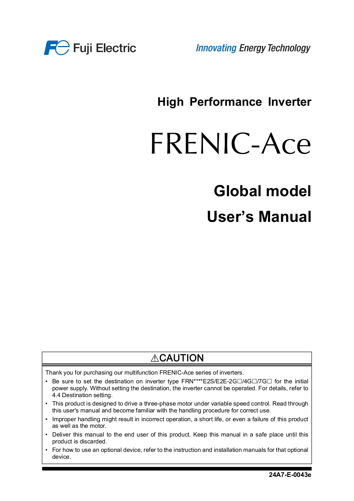 Fuji Electric FRENIC-Ace Operating Manual