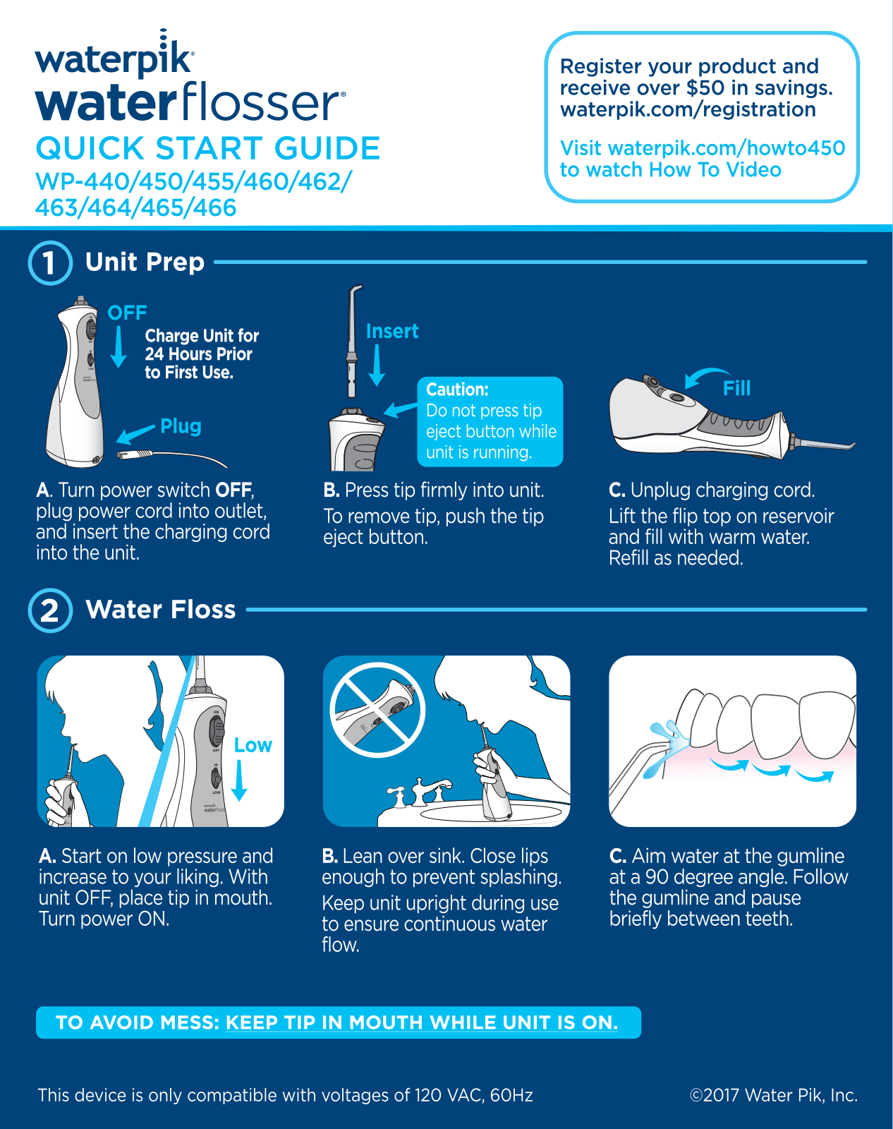 Waterpik WP-463, WP-465, WP-466, WP-460, WP-455 User Manual