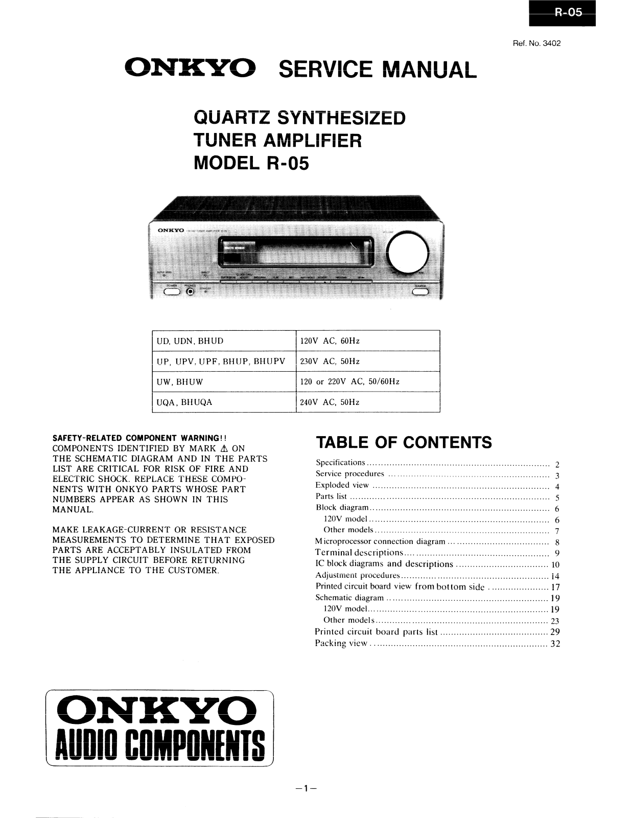 Onkyo R-05 Service Manual