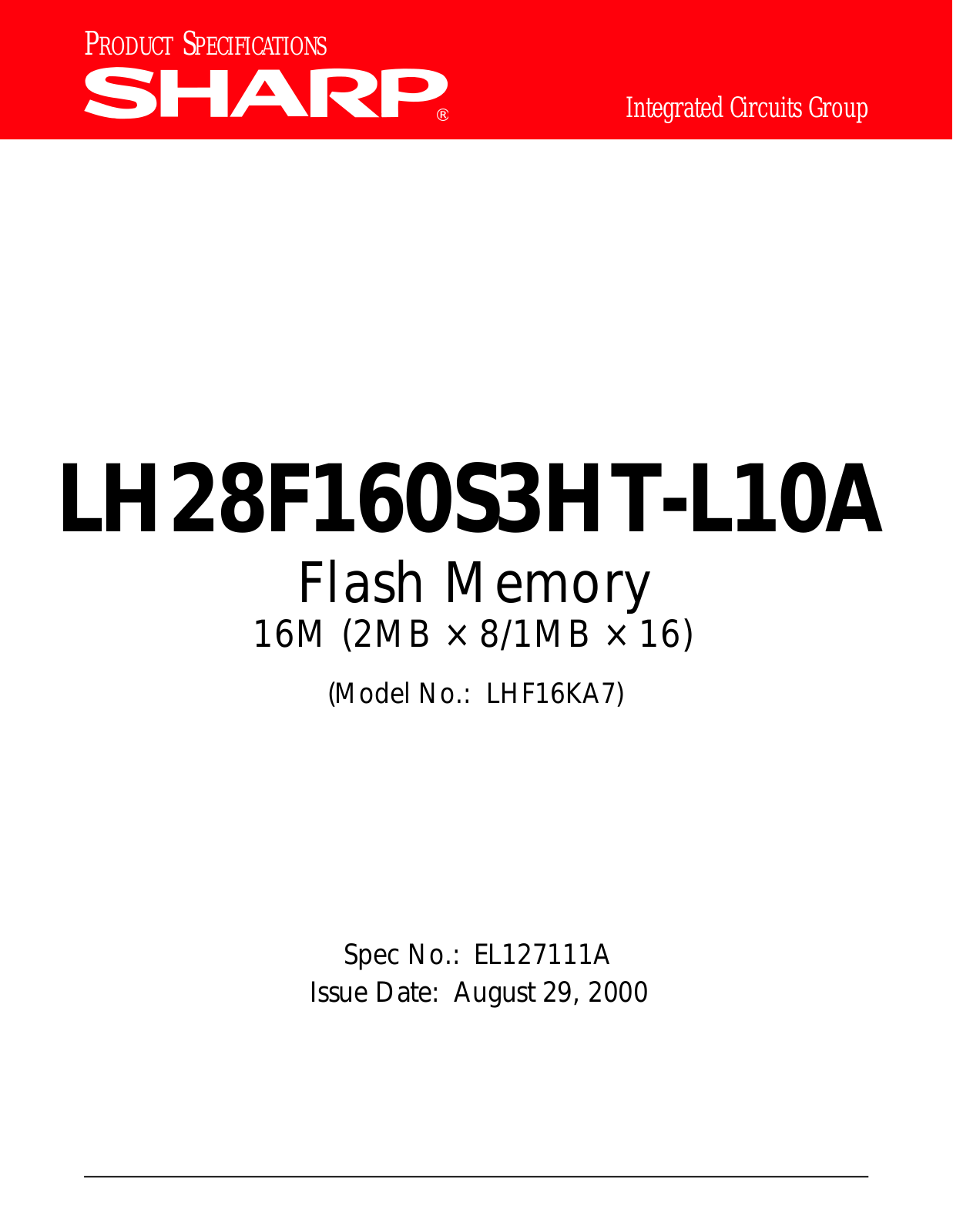 Datasheet LH28F160S3HT-L10A Datasheet (Sharp) - ManualMachine.com