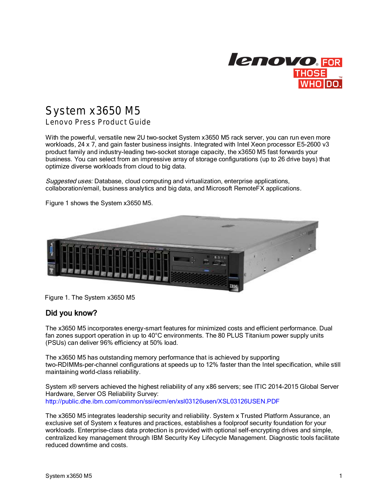 LENOVO System x3650 M5 User Manual