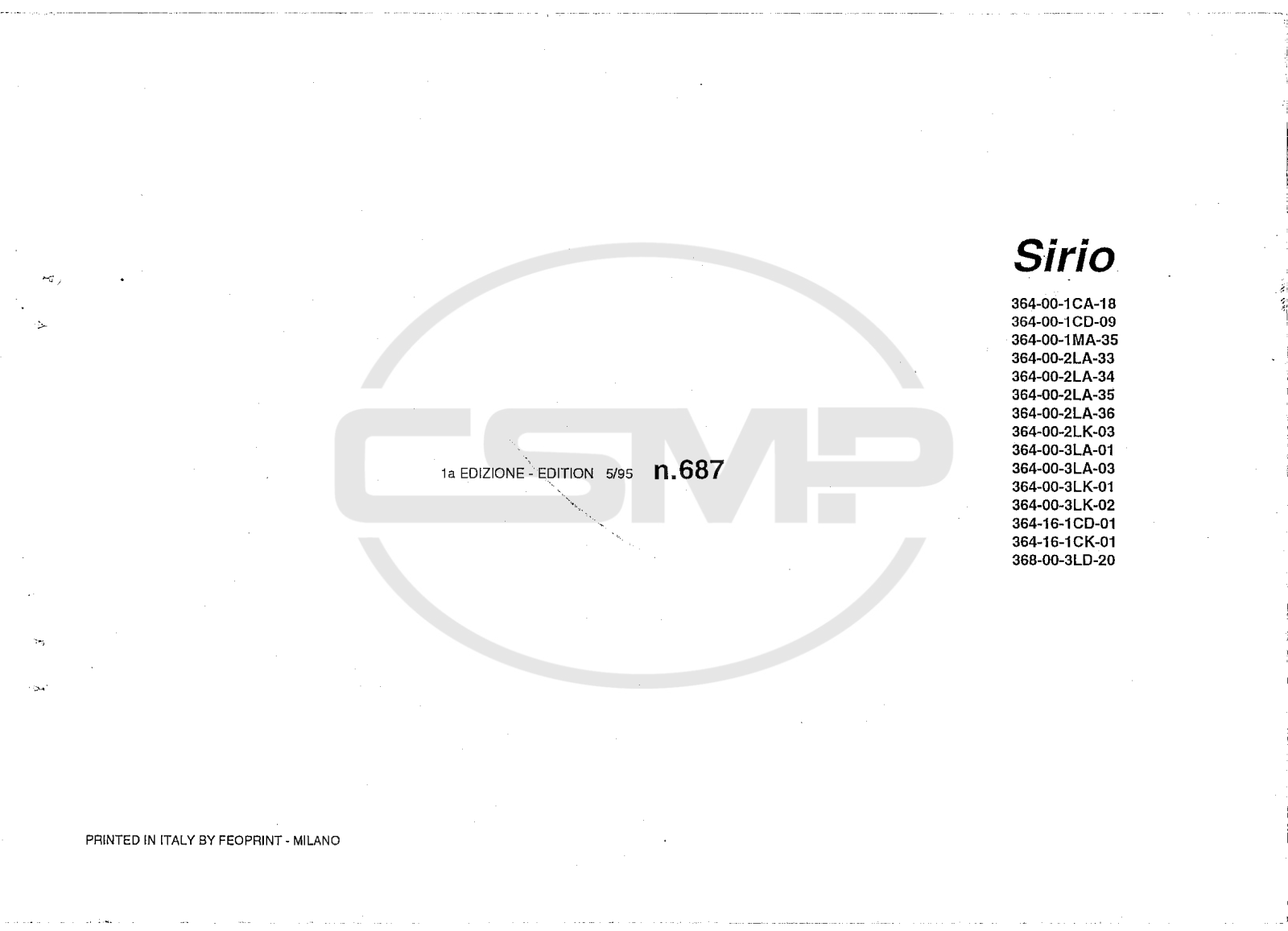 Rimoldi 364SIRIO Parts Book