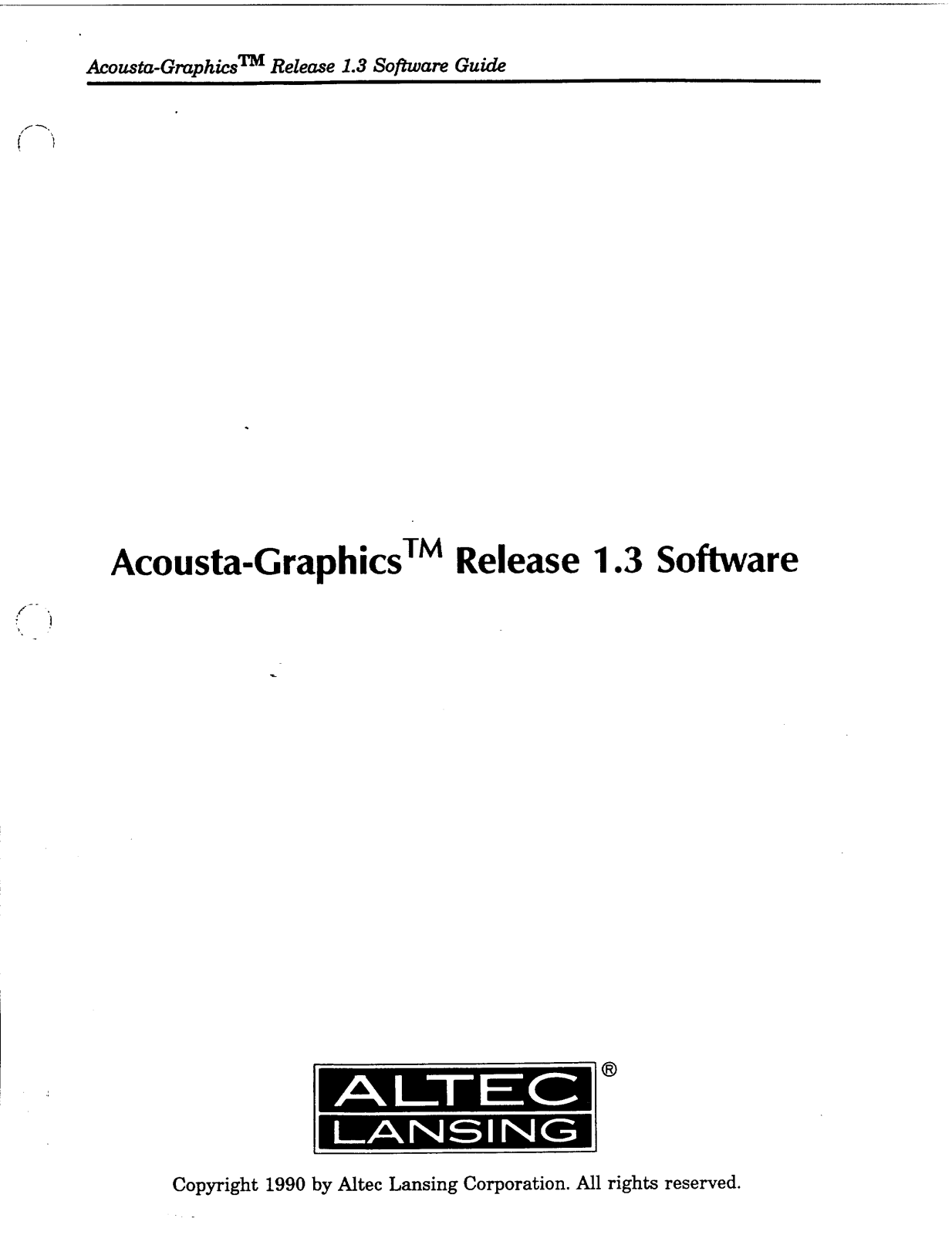 Altec lansing ACOUSTAGRAPHIC User Manual
