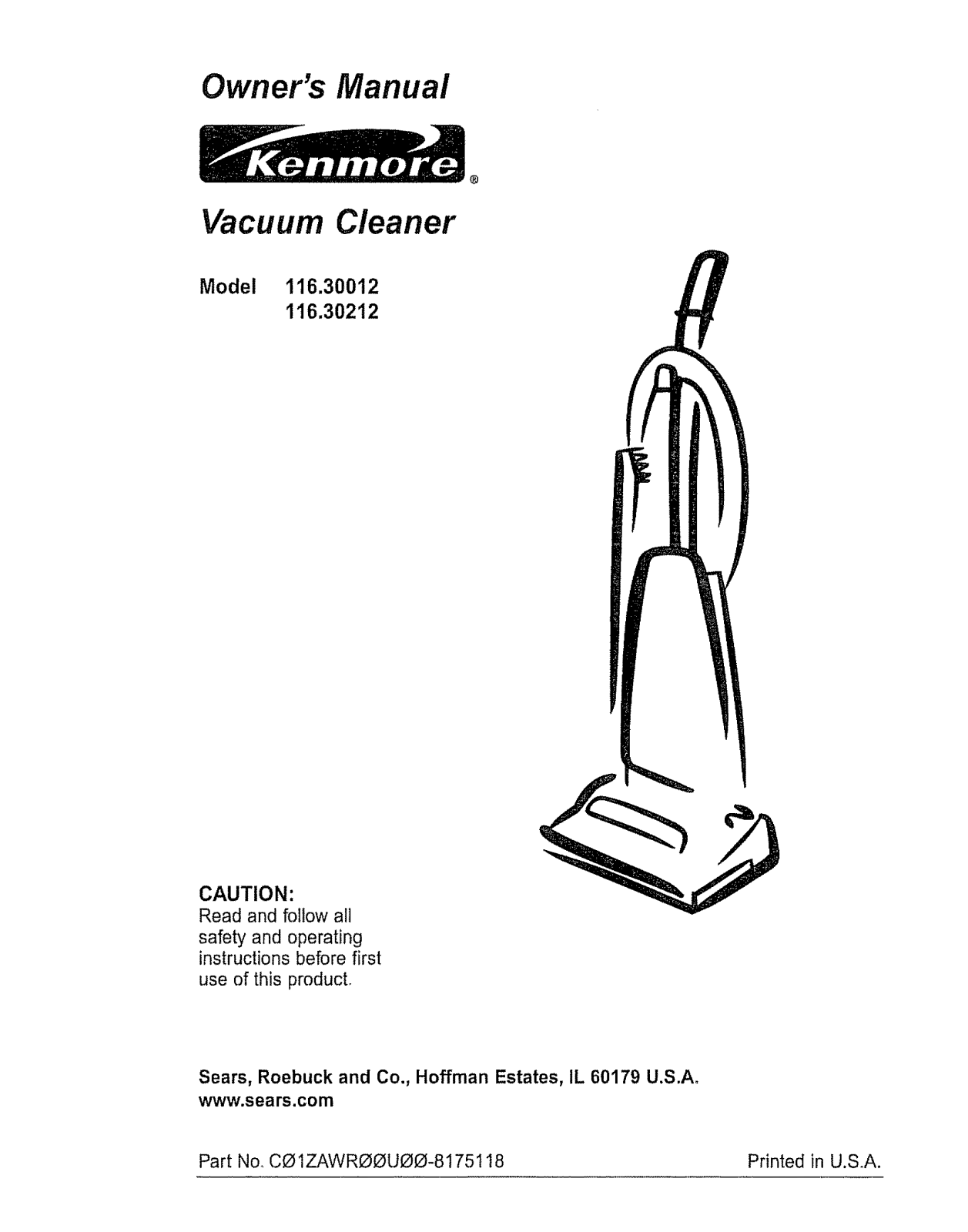 Kenmore 11630212000, 11630012000 Owner’s Manual