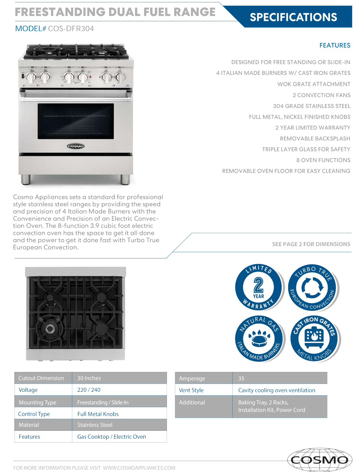 Cosmo COSDFR304 Specifications