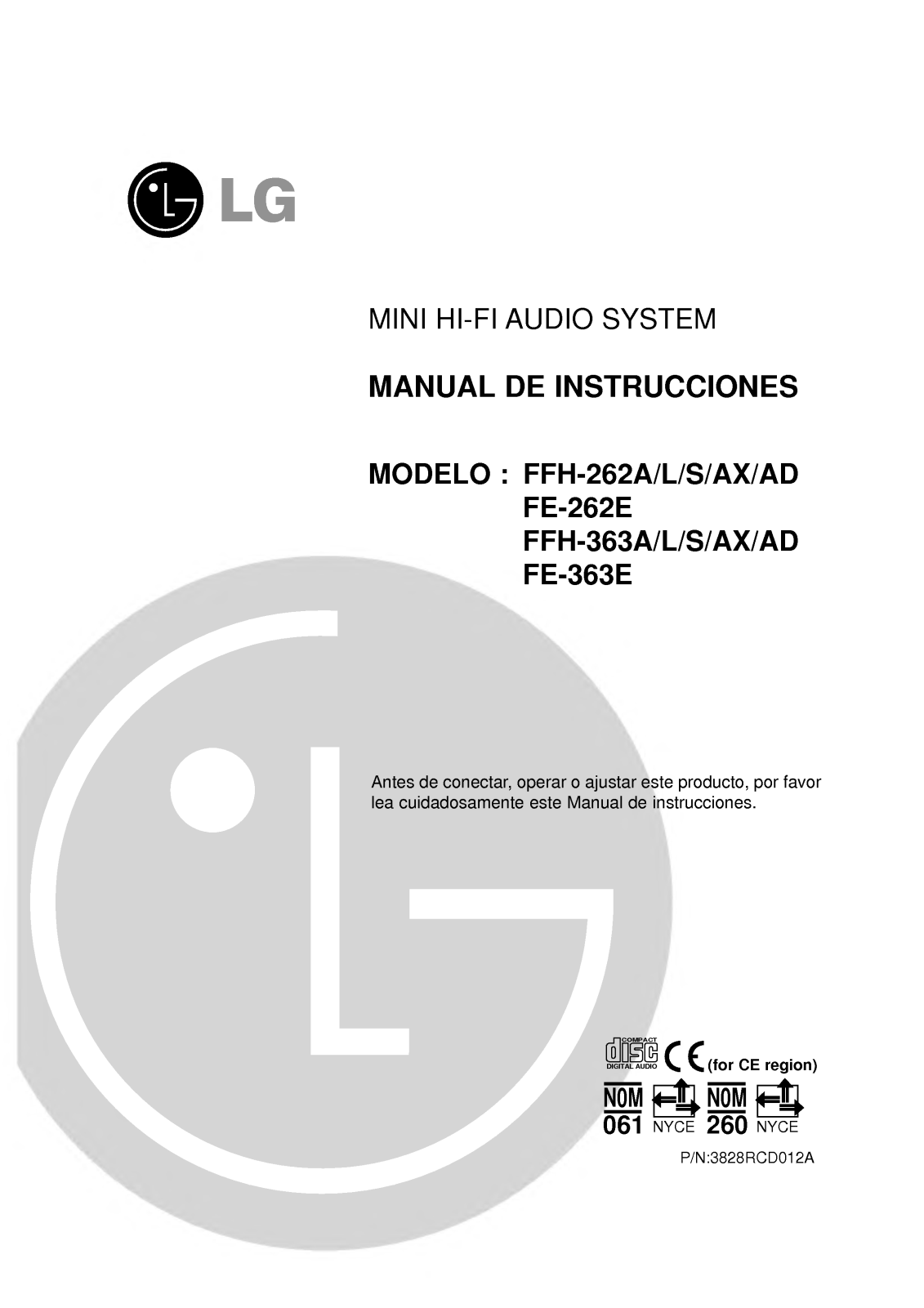 Lg FFH-262A, FFH-262L, FFH-262S, FFH-262AX, FFH-262AD Instructions Manual