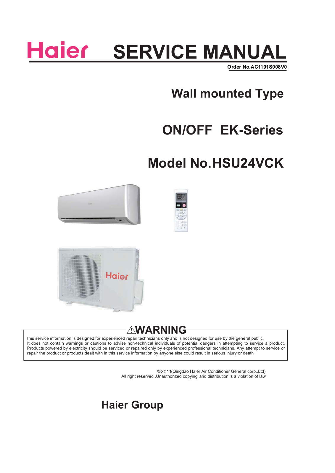 Haier HSU24VCK Service Manual