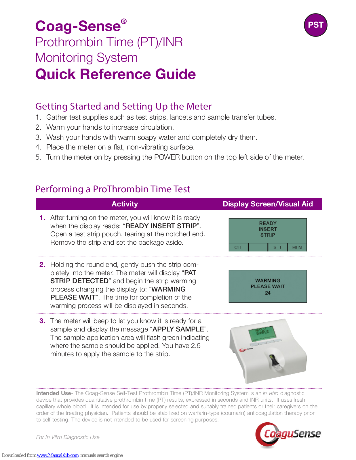 CoaguSense Coag-Sense Quick Reference Manual - ManualMachine.com