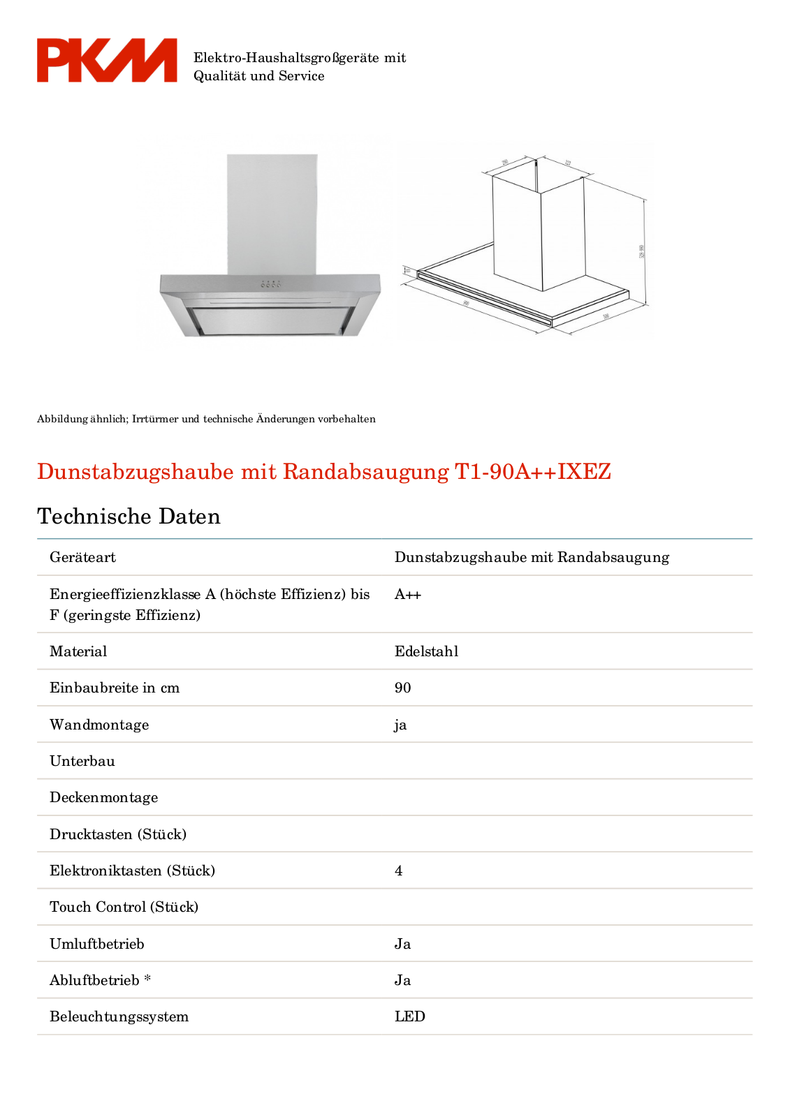 PKM T1-90A++IXEZ User Manual