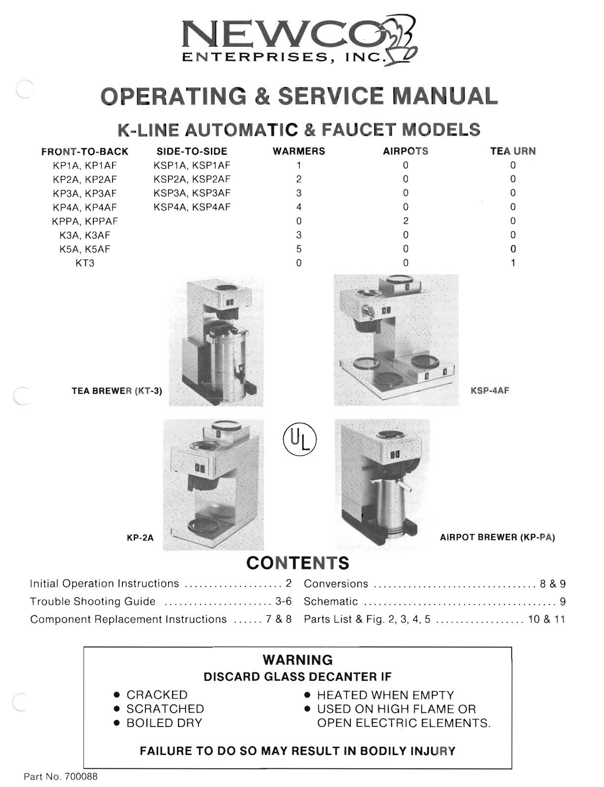 Newco KSP4AF, KSP3AF, KSP4A, KSP3A, Kppaf User Manual