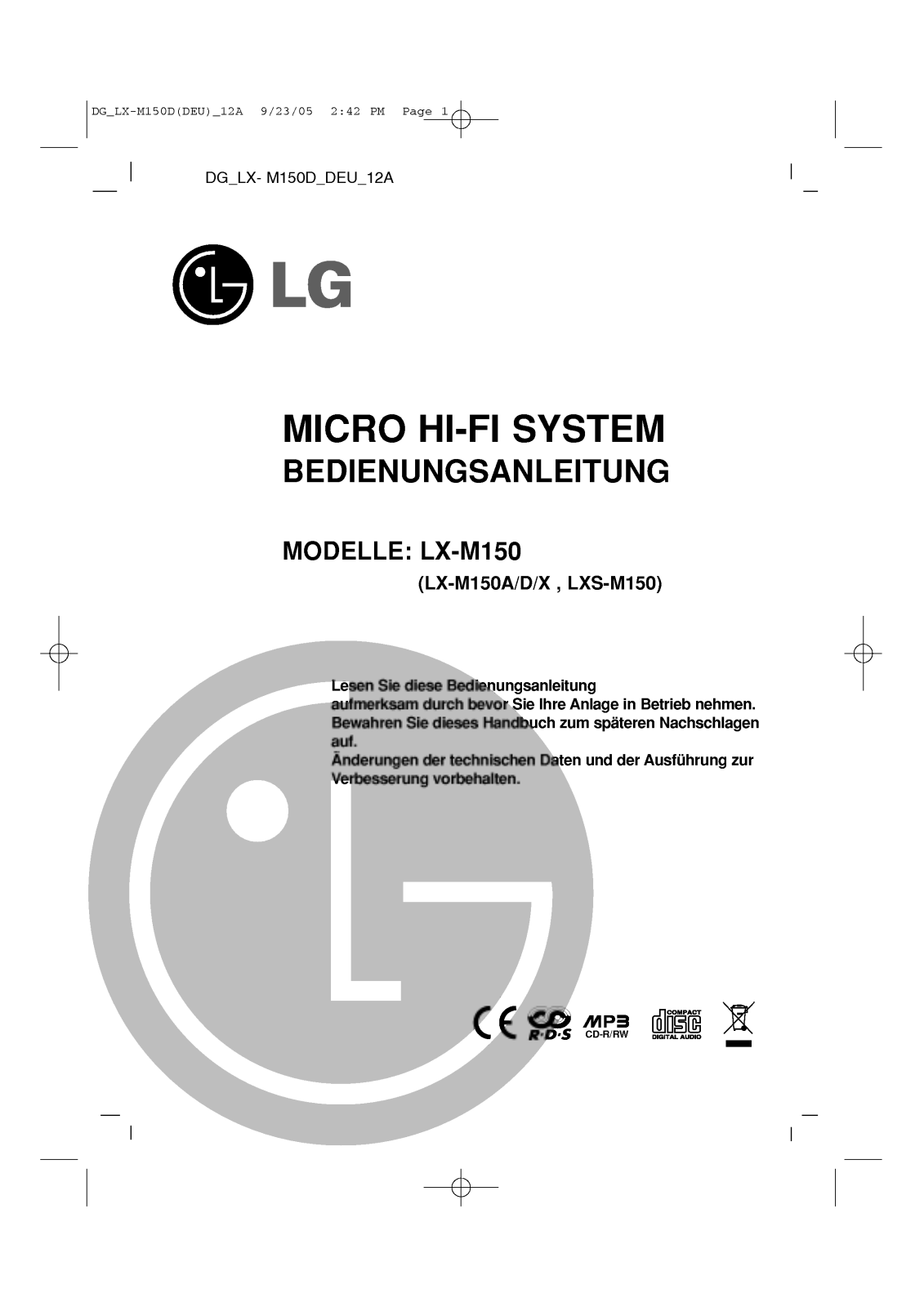 LG LX-M150D User Guide