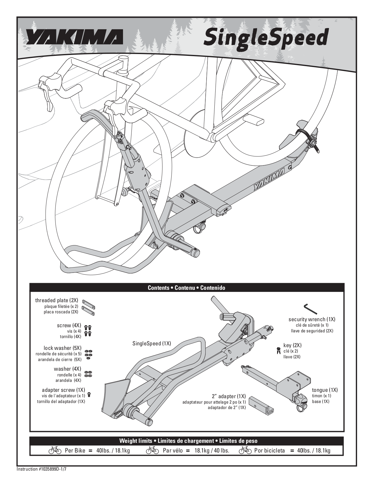 Yakima SingleSpeed User Manual - ManualMachine.com