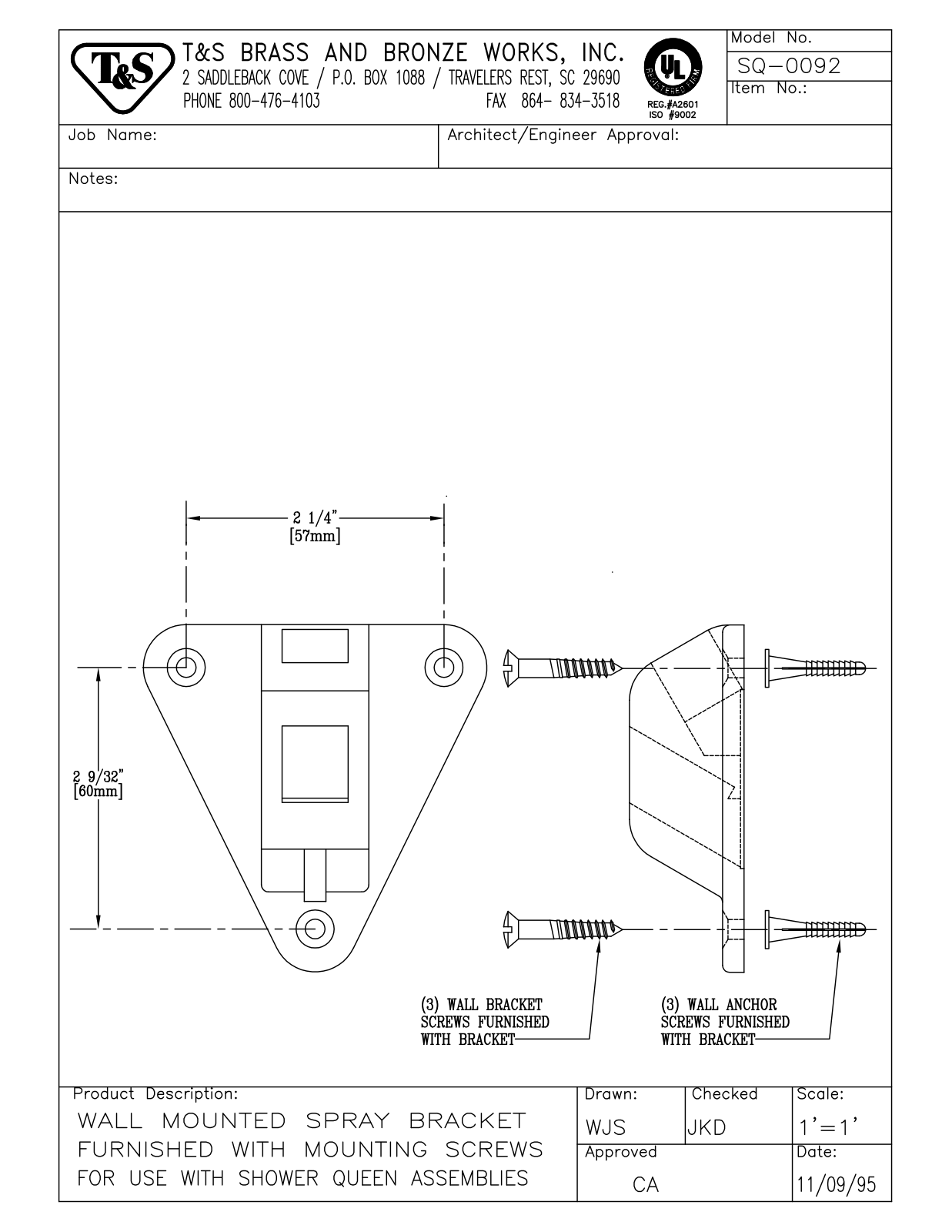 T&S Brass SQ-0092 User Manual