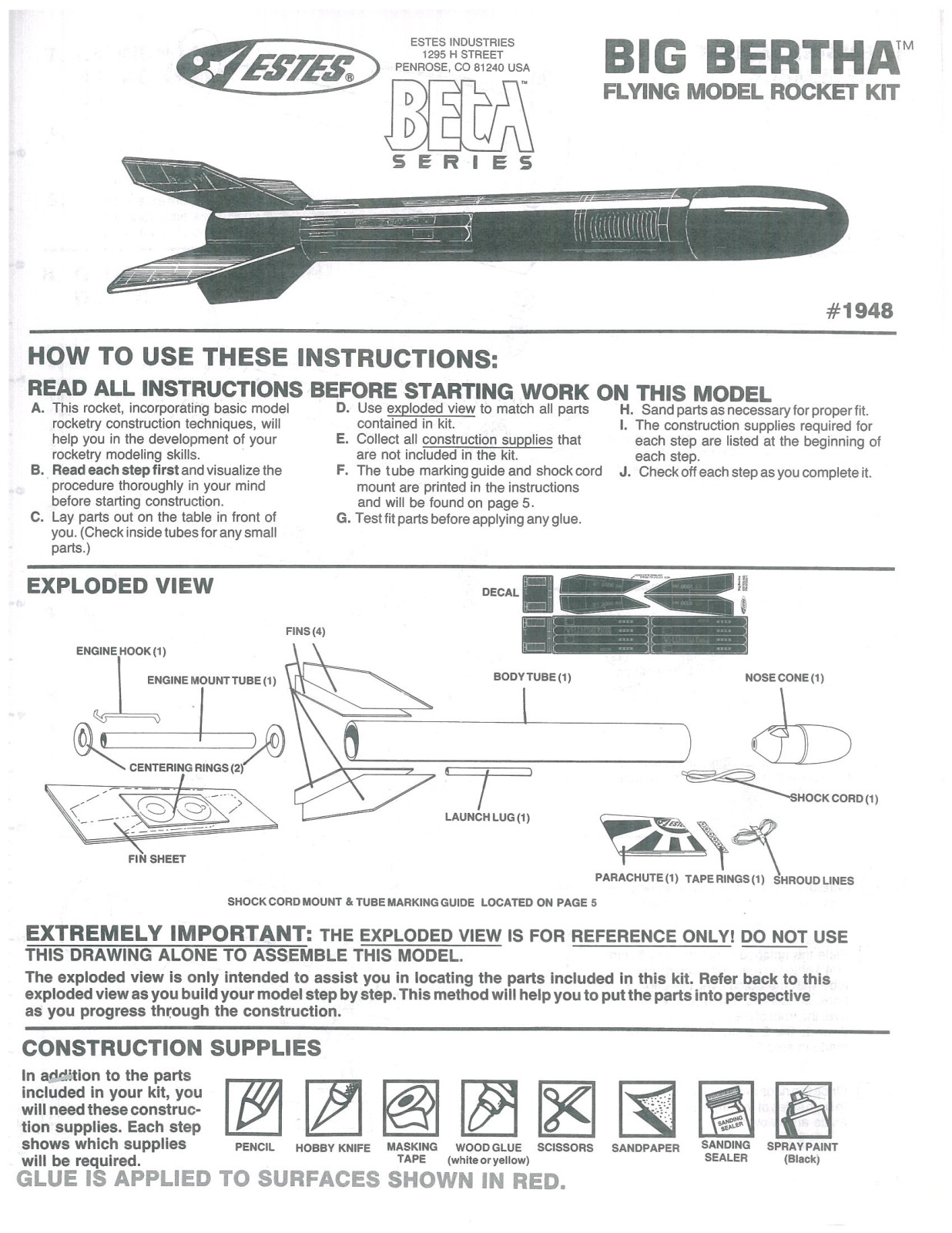 Estes Big Bertha, 1948 User guide - ManualMachine.com